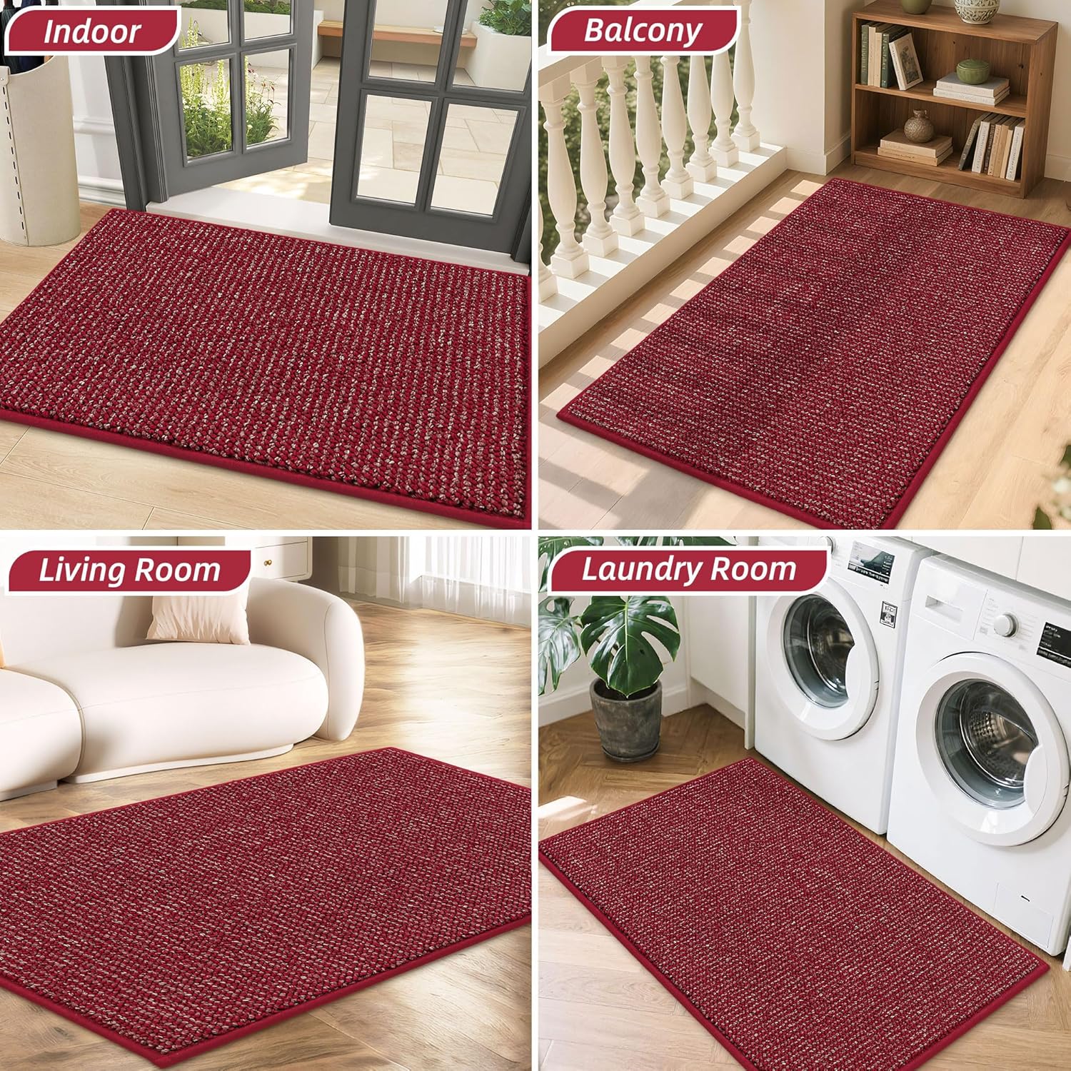 BEQHAUSE Dirt Trapper Door Mat 20" x 32", Non-Slip Washable Doormats Entrance Mat, Dirt Resistant and Absorbent Welcome Mat, Low Profile Floor Mats for Front Back Door and Entryway, Charcoal