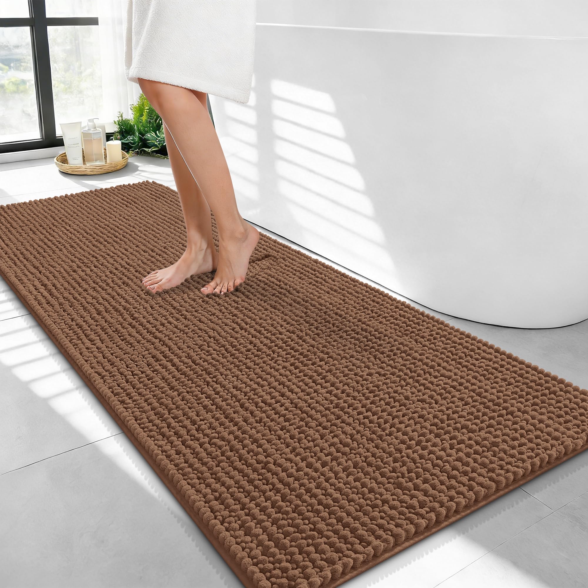 OLANLY Thick Bathroom Rugs 30x20, Extra Soft Absorbent Chenille Bath Rugs, Rubber Backing, Machine Wash Dry, Bath Mats for Bathroom Floor, Tub and Shower, Home Decor Accessories, Grey
