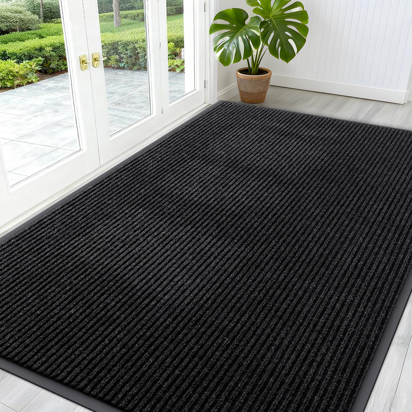 OLANLY Front Door Mat Indoor Outdoor Entrance, Waterproof Heavy Duty Doormat, Fade Resistant, Low Profile, Easy Clean Patio Porch Welcome Floor Mats for Entry, 29.5x17, Grey