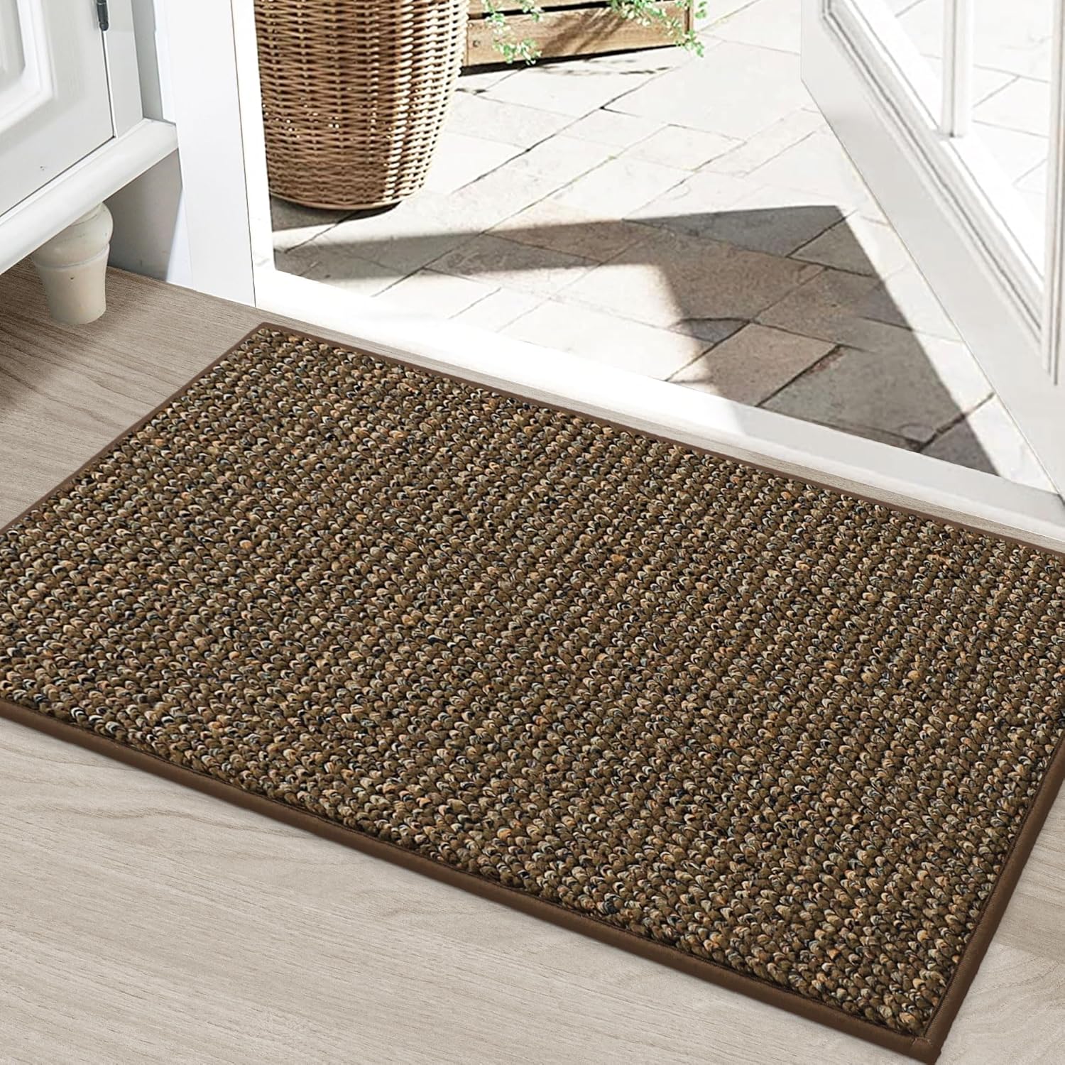 BEQHAUSE Dirt Trapper Door Mat 20" x 32", Non-Slip Washable Doormats Entrance Mat, Dirt Resistant and Absorbent Welcome Mat, Low Profile Floor Mats for Front Back Door and Entryway, Charcoal