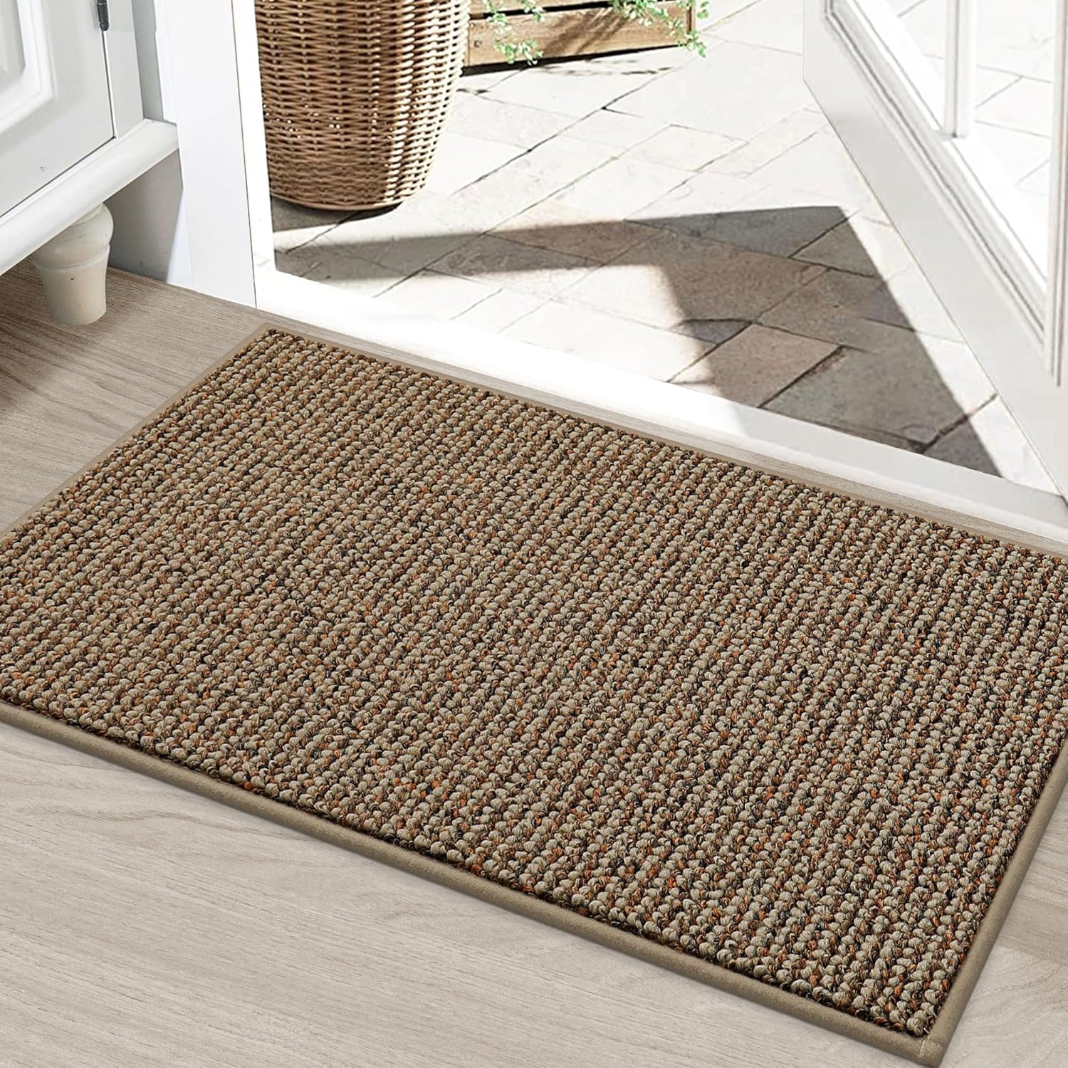 BEQHAUSE Dirt Trapper Door Mat 20" x 32", Non-Slip Washable Doormats Entrance Mat, Dirt Resistant and Absorbent Welcome Mat, Low Profile Floor Mats for Front Back Door and Entryway, Charcoal