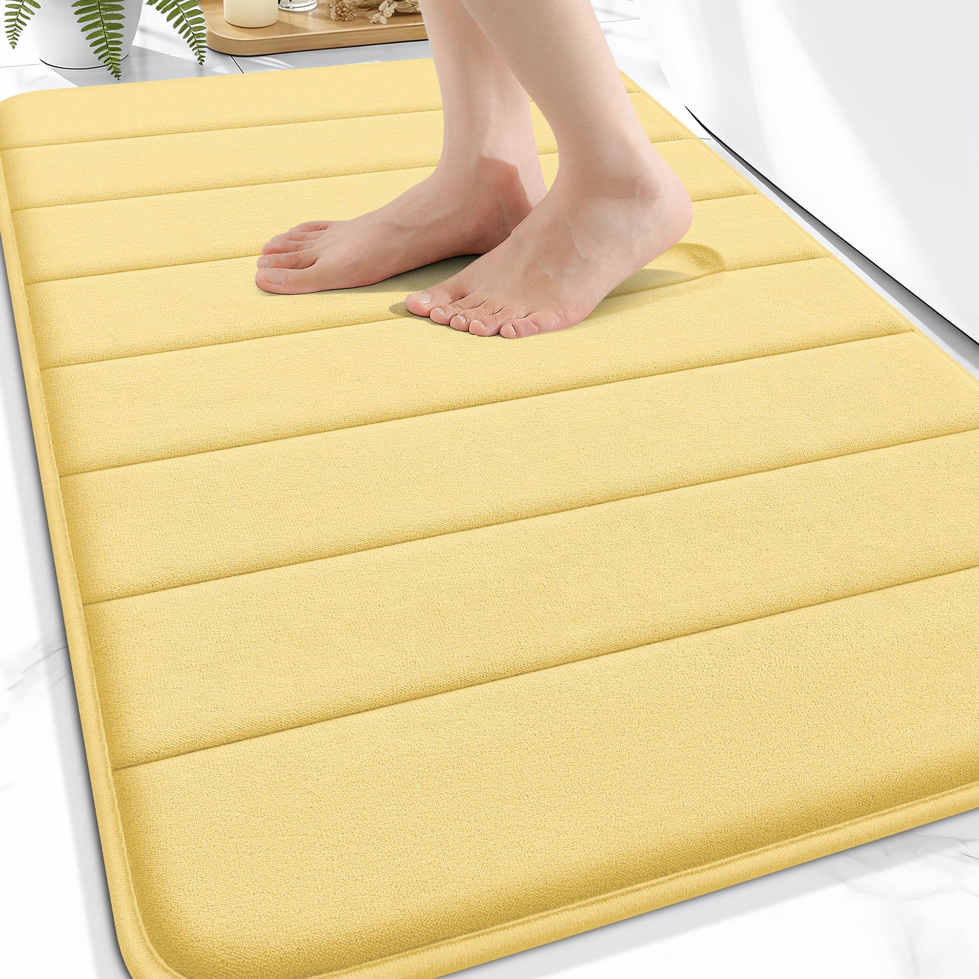OLANLY Memory Foam Bath Mat 30x20, Super Soft Absorbent Bathroom Rugs, Quick Dry, Machine Washable Shower Floor Rugs, Bathmat Carpet, Bathroom Home Decor Accessories, Grey