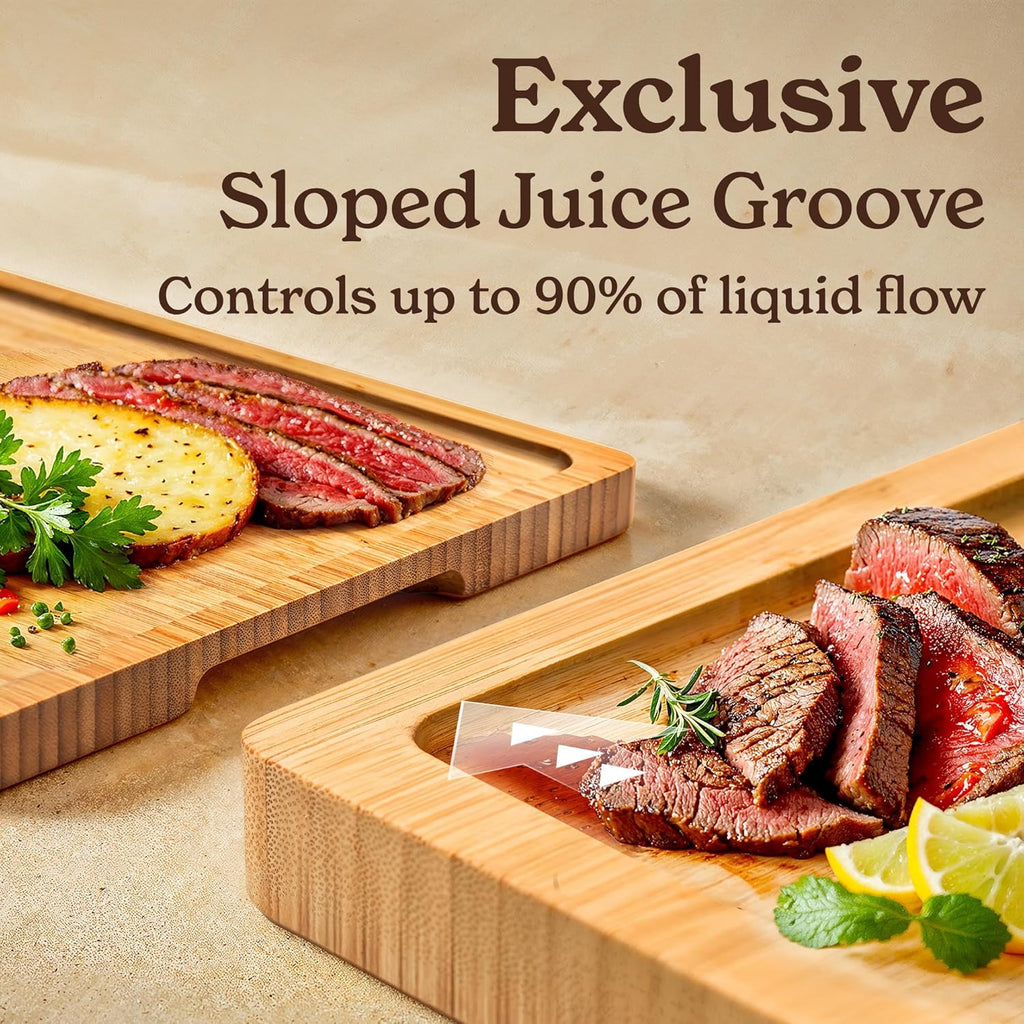 SMIRLY Wooden Cutting Boards For Kitchen Meal Prep & Serving - Bamboo Cutting Board Set with Holder, Charcuterie & Chopping Board, Wood Cutting Board Set, Kitchen Gadgets