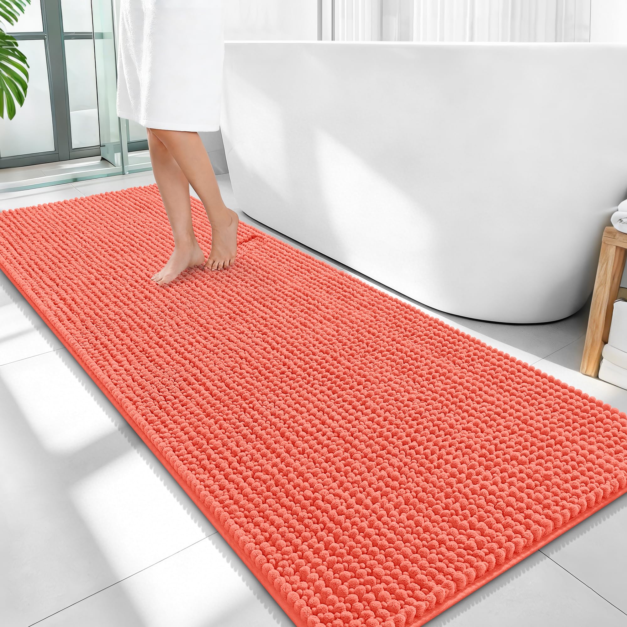 OLANLY Thick Bathroom Rugs 30x20, Extra Soft Absorbent Chenille Bath Rugs, Rubber Backing, Machine Wash Dry, Bath Mats for Bathroom Floor, Tub and Shower, Home Decor Accessories, Grey