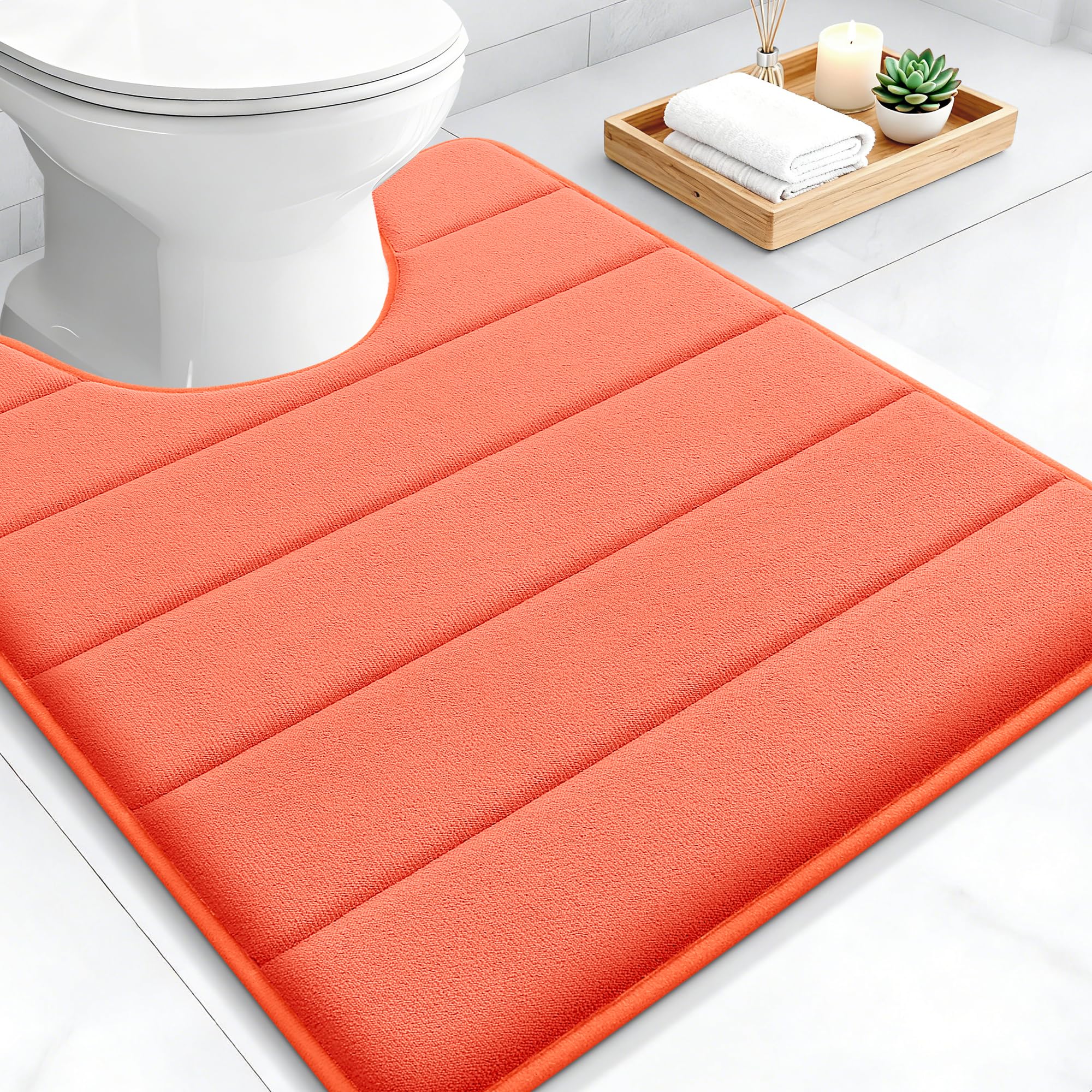 OLANLY Memory Foam Bath Mat 30x20, Super Soft Absorbent Bathroom Rugs, Quick Dry, Machine Washable Shower Floor Rugs, Bathmat Carpet, Bathroom Home Decor Accessories, Grey