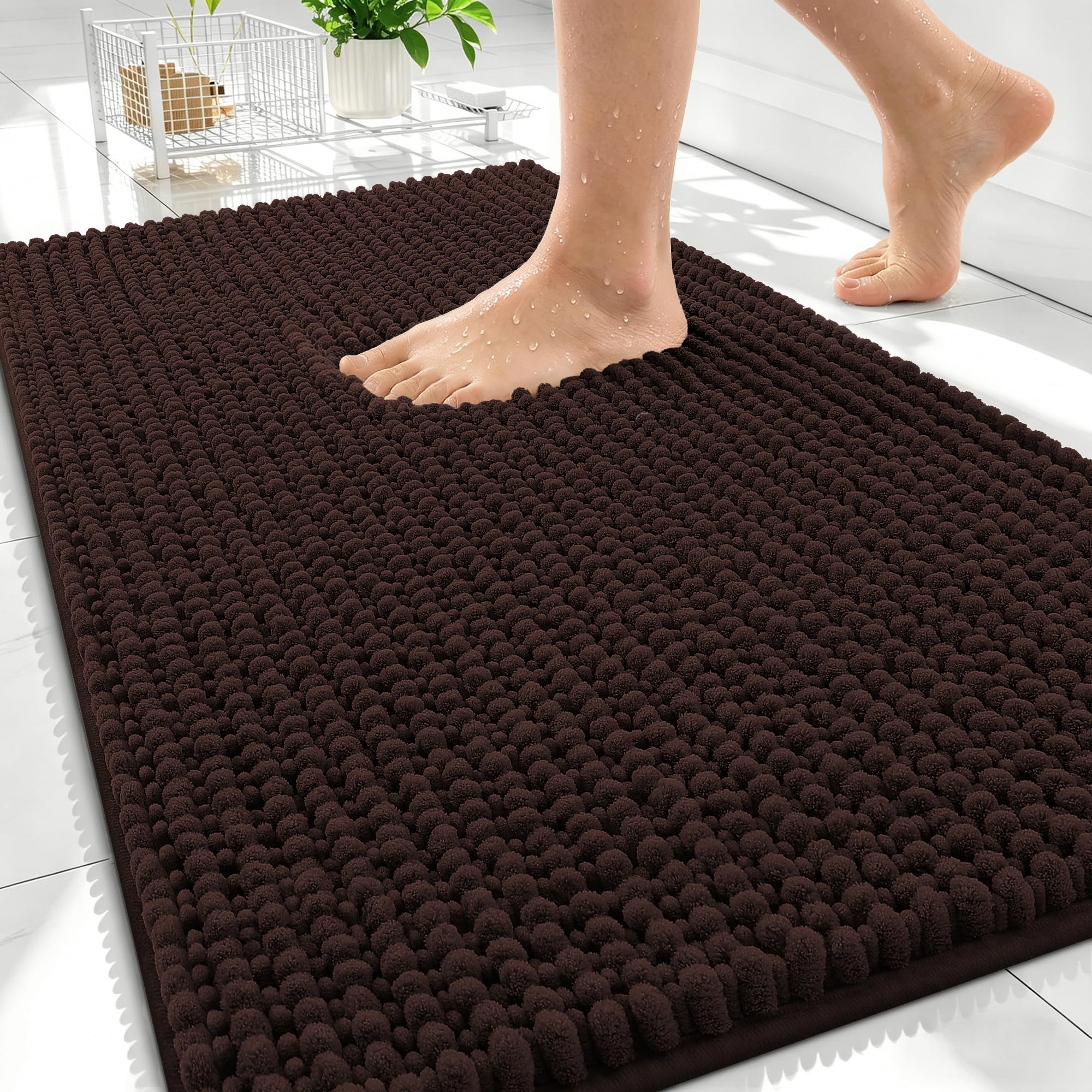 OLANLY Thick Bathroom Rugs 30x20, Extra Soft Absorbent Chenille Bath Rugs, Rubber Backing, Machine Wash Dry, Bath Mats for Bathroom Floor, Tub and Shower, Home Decor Accessories, Grey