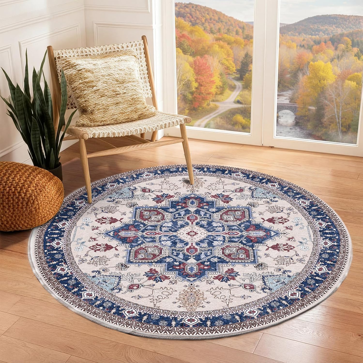 OPPODREAM Soft Area Rugs 5x7, 5x7 Washable Rug with Non Slip Backing, 5 x 7 Faux Cashmere Low-Pile Carpet, Brown