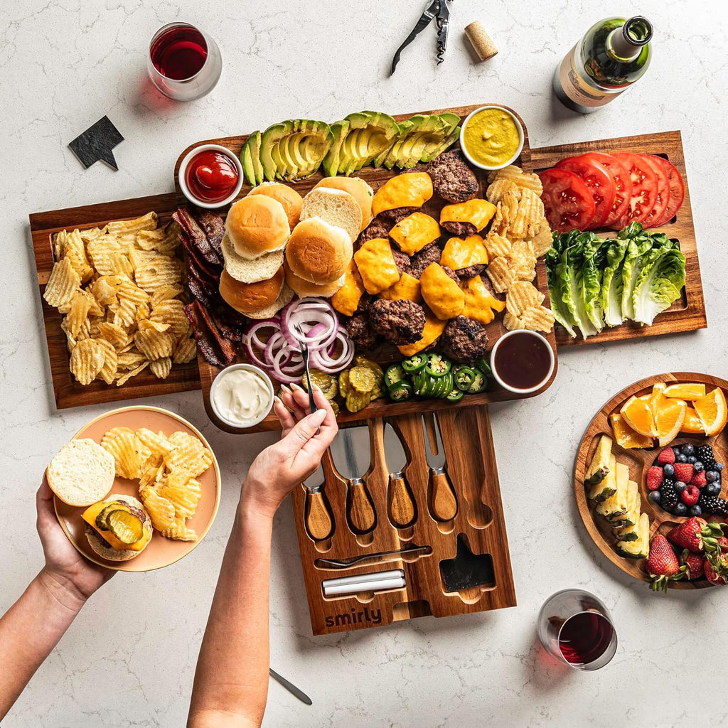 3 Side Acacia & 1 Side Bamboo Charcuterie Board Set
