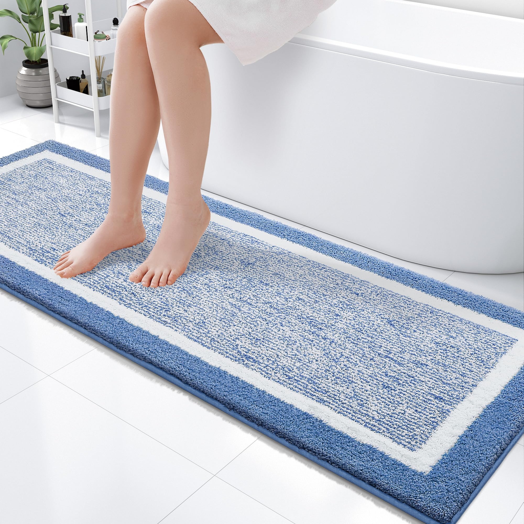 OLANLY Small Bathroom Rugs 24x16, Extra Soft and Absorbent Microfiber Bath Rugs, Non-Slip, Machine Washable, Quick Dry Shaggy Bath Carpet, Bath Mats for Bathroom Floor, Tub, Shower, Grey