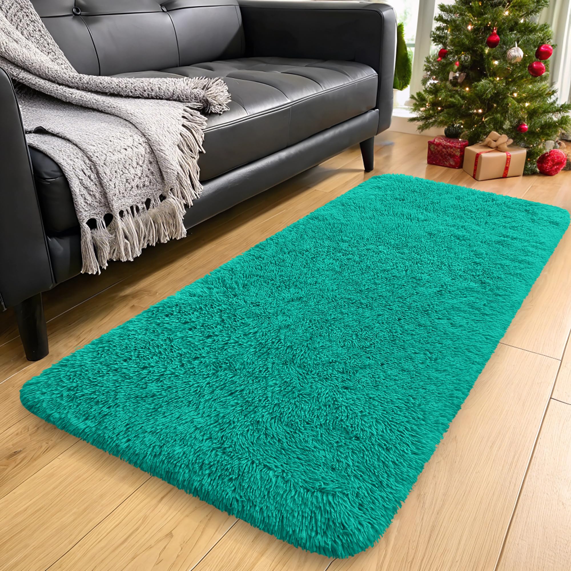 OLANLY Area Rugs for Living Room Bedroom, Machine Washable 4x5.9 ft Soft Fluffy Shaggy Bedside Rug, Indoor Floor Carpet for Kids Girls and Boys, Dorms, Nursery Rooms, Home Decor Aesthetic, Grey
