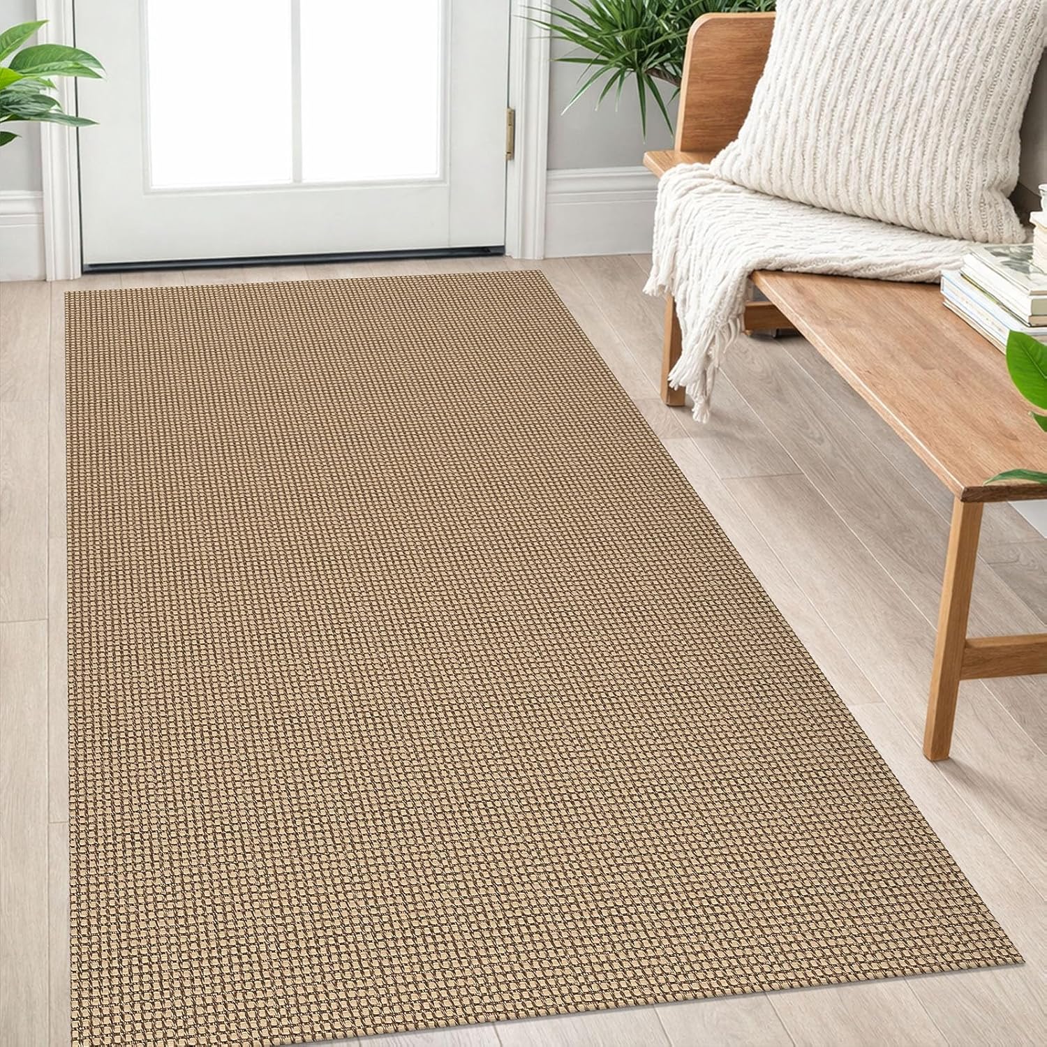 IOHOUZE Small Area Rug 2x3 Washable Woven Rugs for Entryway Non Slip Rubber Backed Kitchen Rugs Indoor Outdoor Doormat Throw Rug Floor Carpet for Entrance Front Door, Orange/Tan/Brown