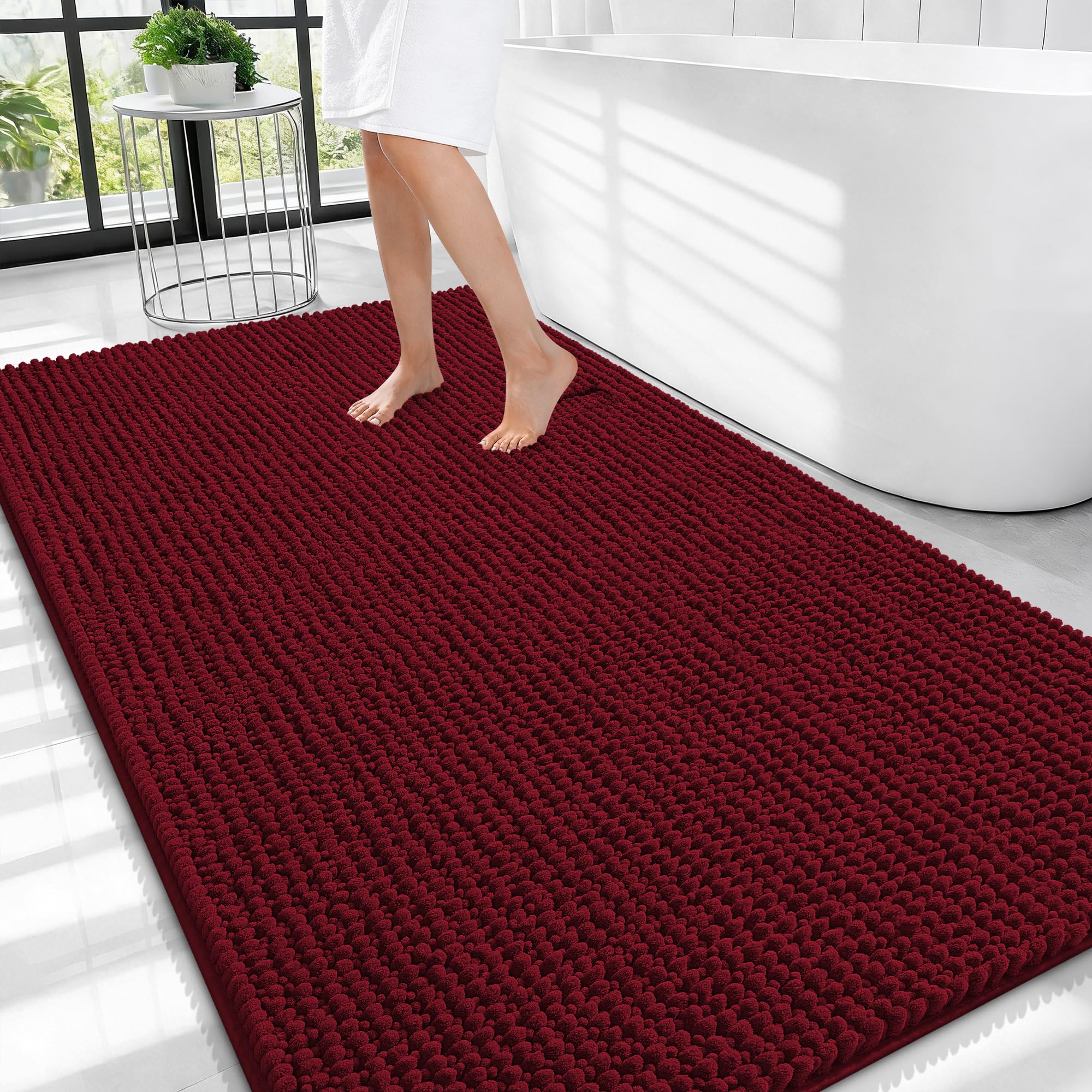 OLANLY Thick Bathroom Rugs 30x20, Extra Soft Absorbent Chenille Bath Rugs, Rubber Backing, Machine Wash Dry, Bath Mats for Bathroom Floor, Tub and Shower, Home Decor Accessories, Grey