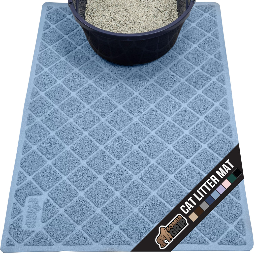 GORILLA GRIP Cat Litter Box Mat, Water Resistant, US Designed Kitty Litter Trapping Mats, Easy to Clean, Scatter Control, Less Mess and Clean Floors, Kitten Supplies for Indoor Cats, 24x17 Grey