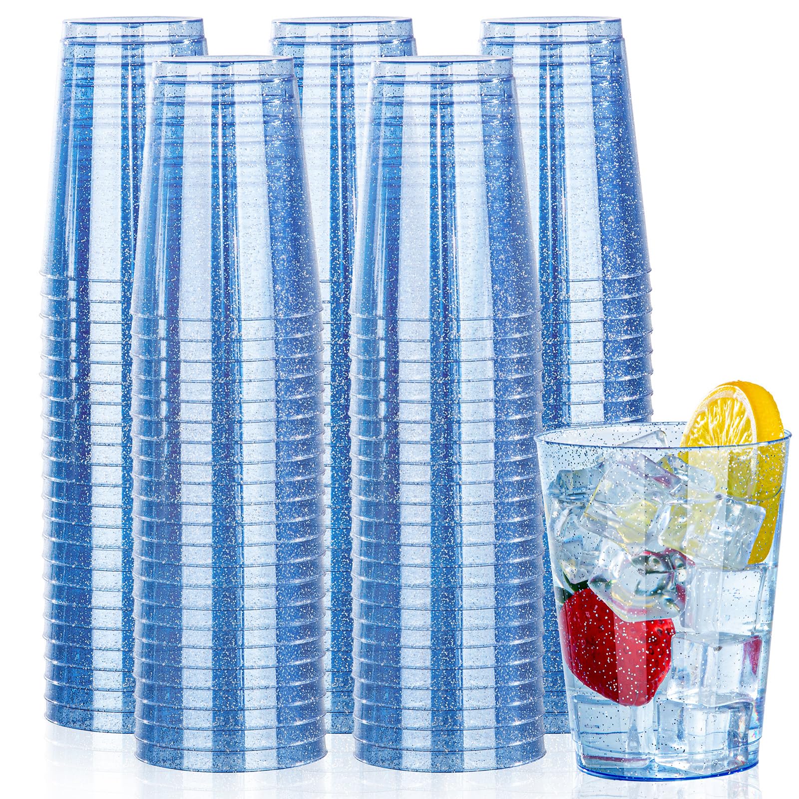 DaYammi 200 Pack Gold Plastic Cups 10 Oz Clear Cup Gold Rimmed Disposable Wine Glasses Fancy Disposable Party Cups Tumblers Drinking Cup Plastic Cocktail Glasses gold disposable cups for Party Wedding