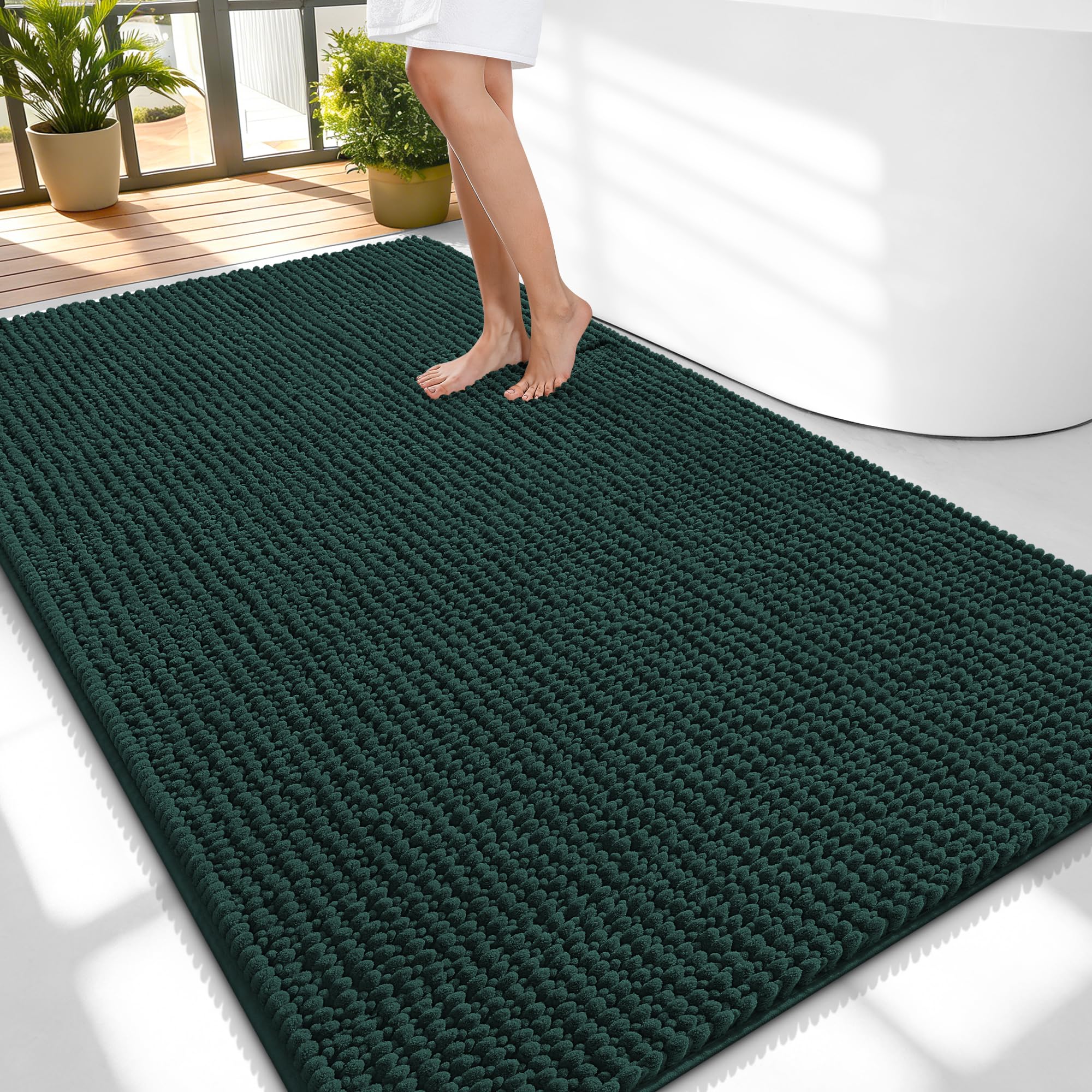 OLANLY Thick Bathroom Rugs 30x20, Extra Soft Absorbent Chenille Bath Rugs, Rubber Backing, Machine Wash Dry, Bath Mats for Bathroom Floor, Tub and Shower, Home Decor Accessories, Grey