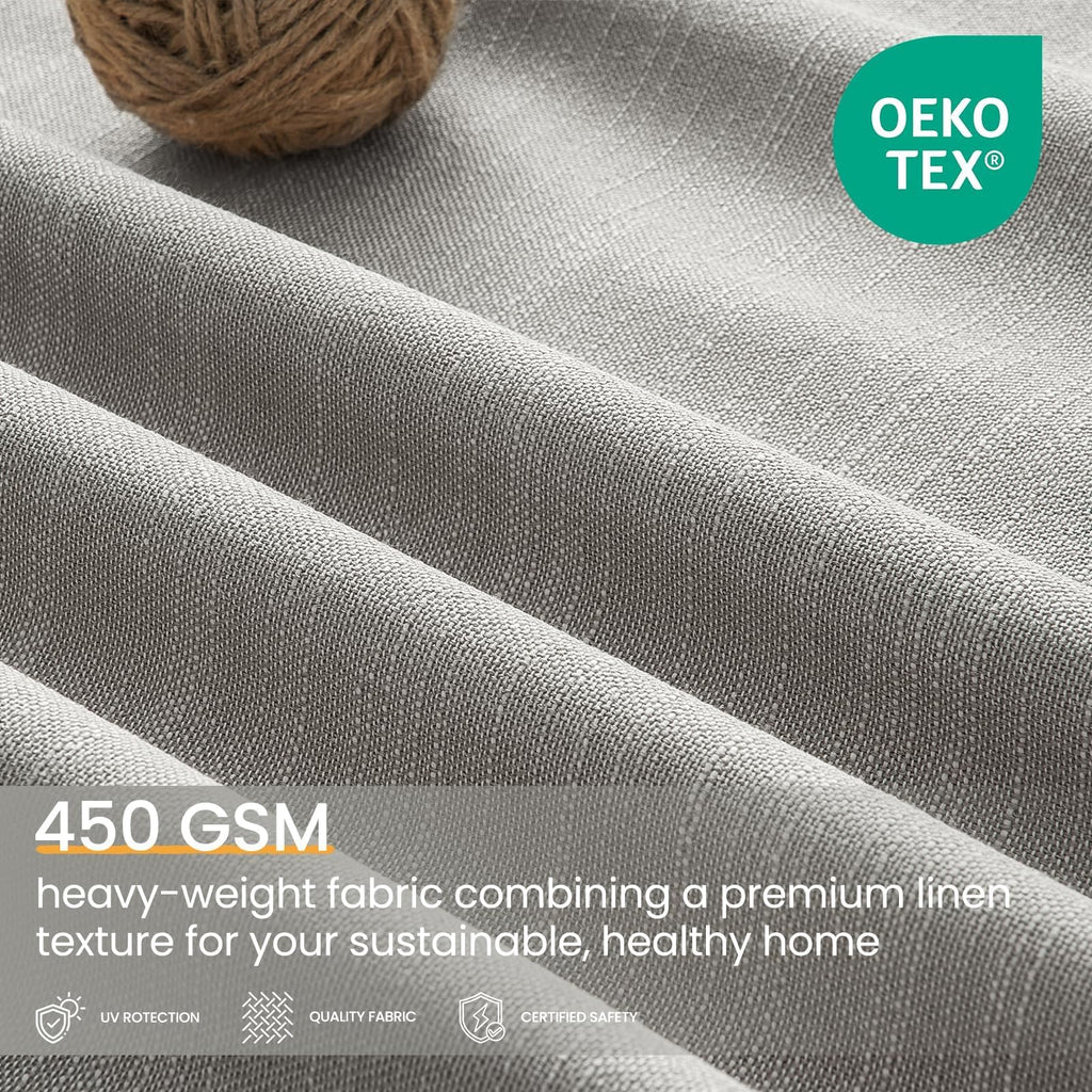 Topfinel 84 Inch Long Natural Blackout Curtains for Bedroom Livingroom, Farmhouse Back Tab Pinch Pleated Drapes for Track System,Neutral Linen Ambiance & Privacy Drapes Natural 52" W*84" L