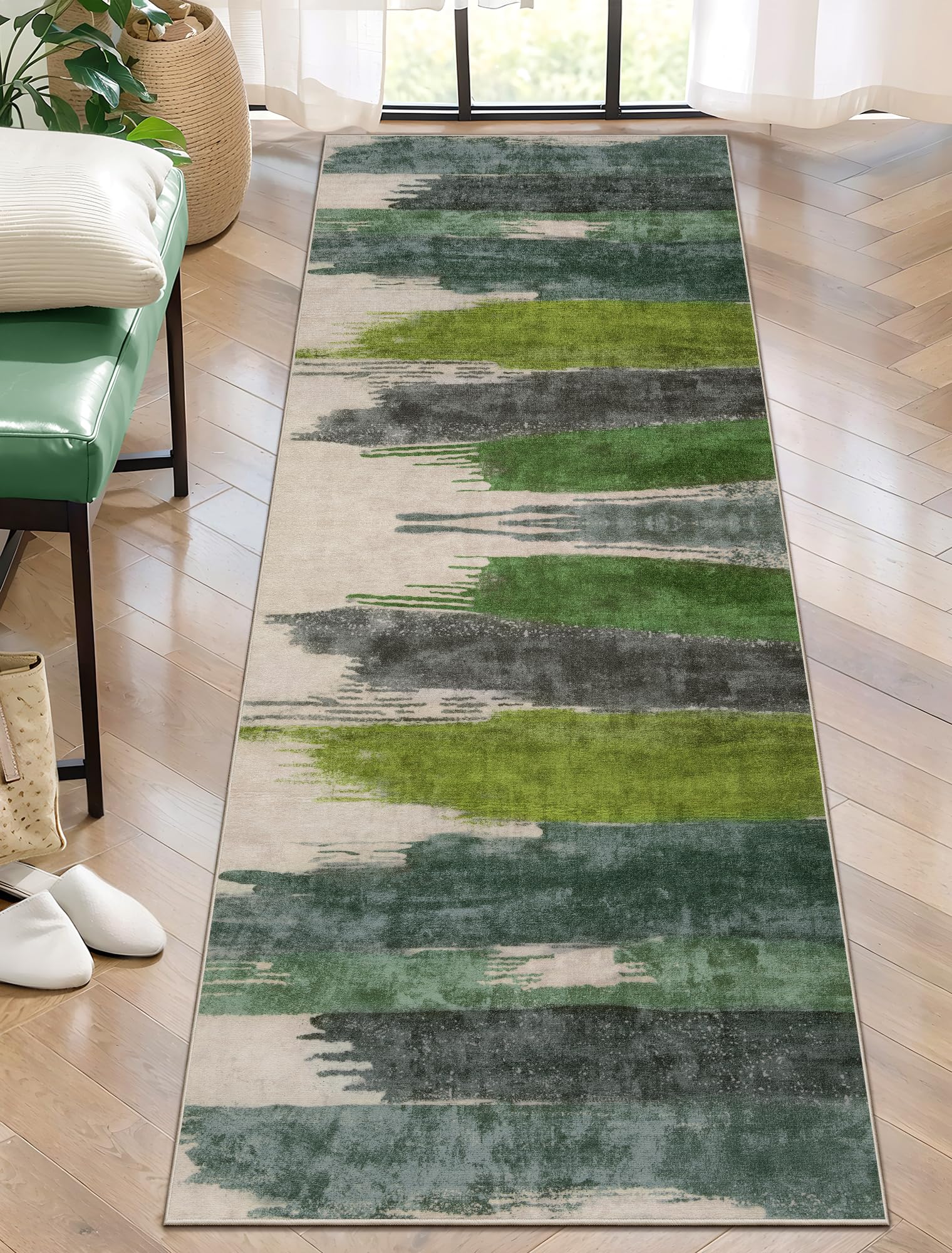 Ciicool Modern Abstract Area Rug 2x3 Washable Small Entryway Rug, Non-Slip Low Pile Throw Rug, Foldable Kitchen Bathroom Rugs, Blue Grey Floor Carpet for Entrance Living Room Bedroom Indoor Doormat