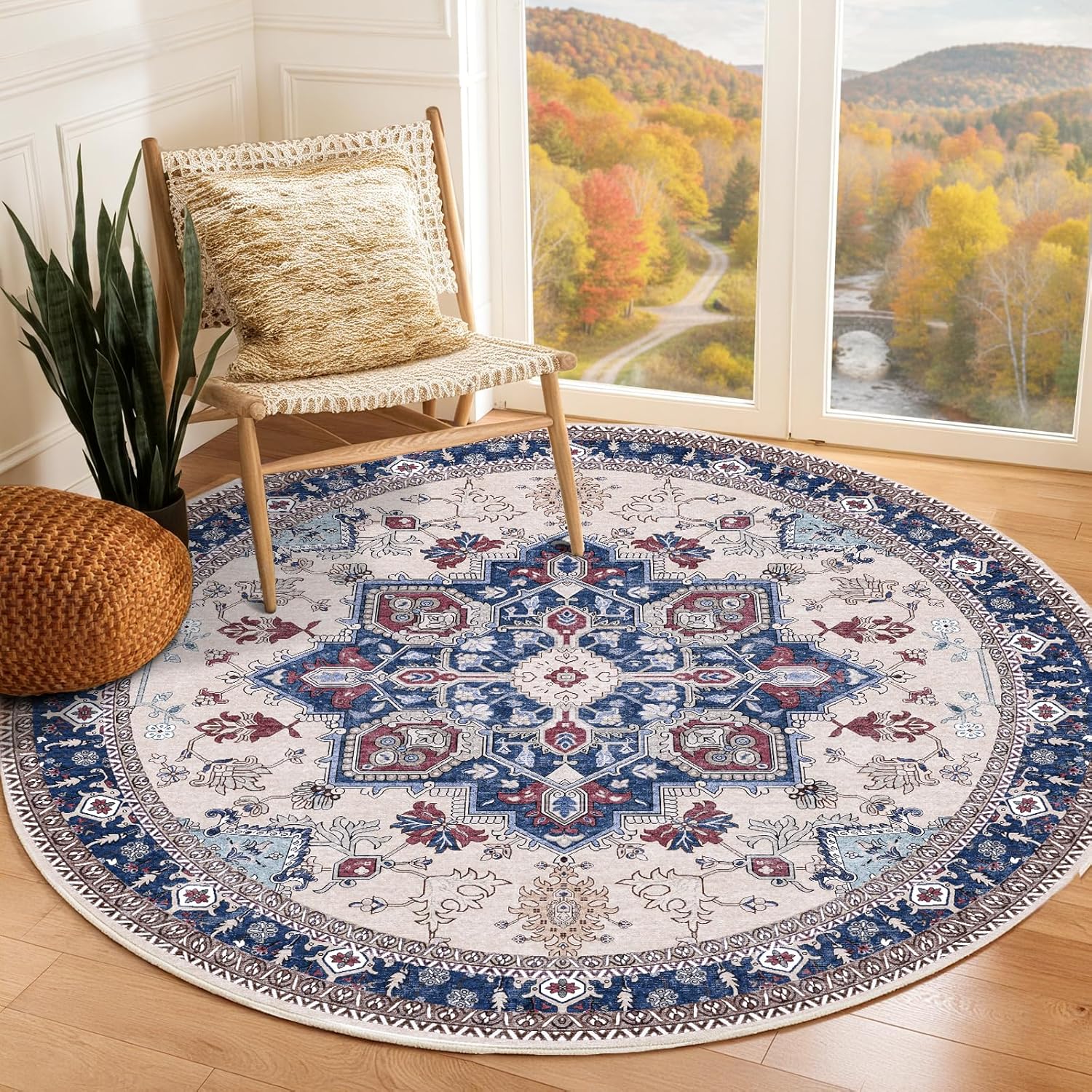 OPPODREAM Soft Area Rugs 5x7, 5x7 Washable Rug with Non Slip Backing, 5 x 7 Faux Cashmere Low-Pile Carpet, Brown