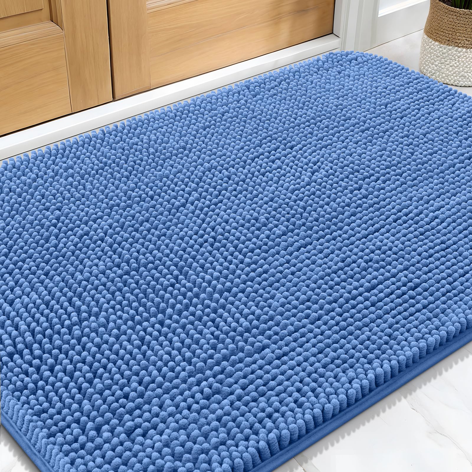 OLANLY Dog Door Mat for Muddy Paws 30x20, Absorbs Moisture and Dirt, Absorbent Non-Slip Washable Doormat, Quick Dry Chenille Mud Mat for Dogs, Entry Indoor Entryway Carpet for Inside Floor, Grey