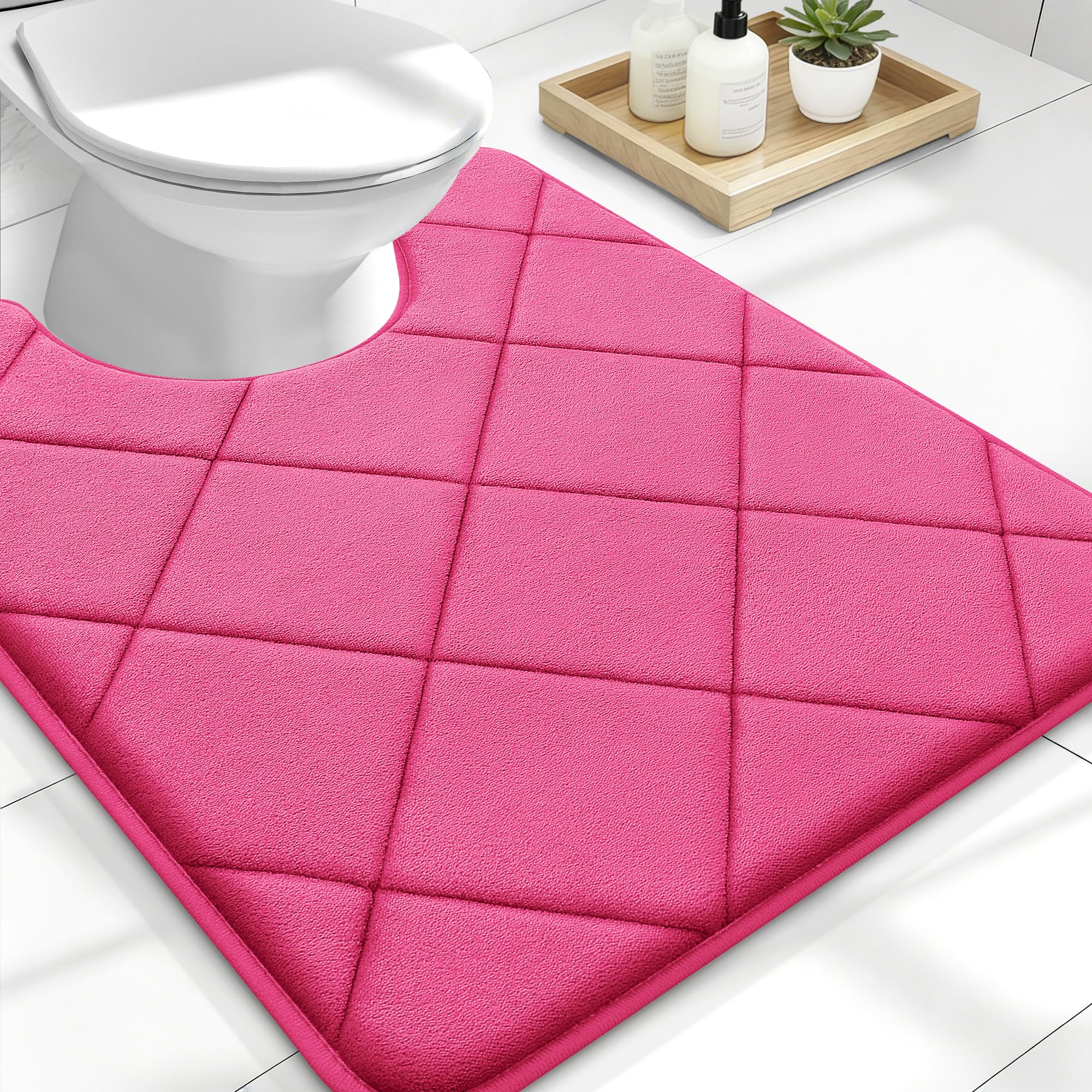 OLANLY Memory Foam Bath Mat 30x20, Ultra Soft and Absorbent Bathroom Rugs, Machine Washable, Comfortable Bath Carpet for Bathroom Floor, Tub and Shower, Black