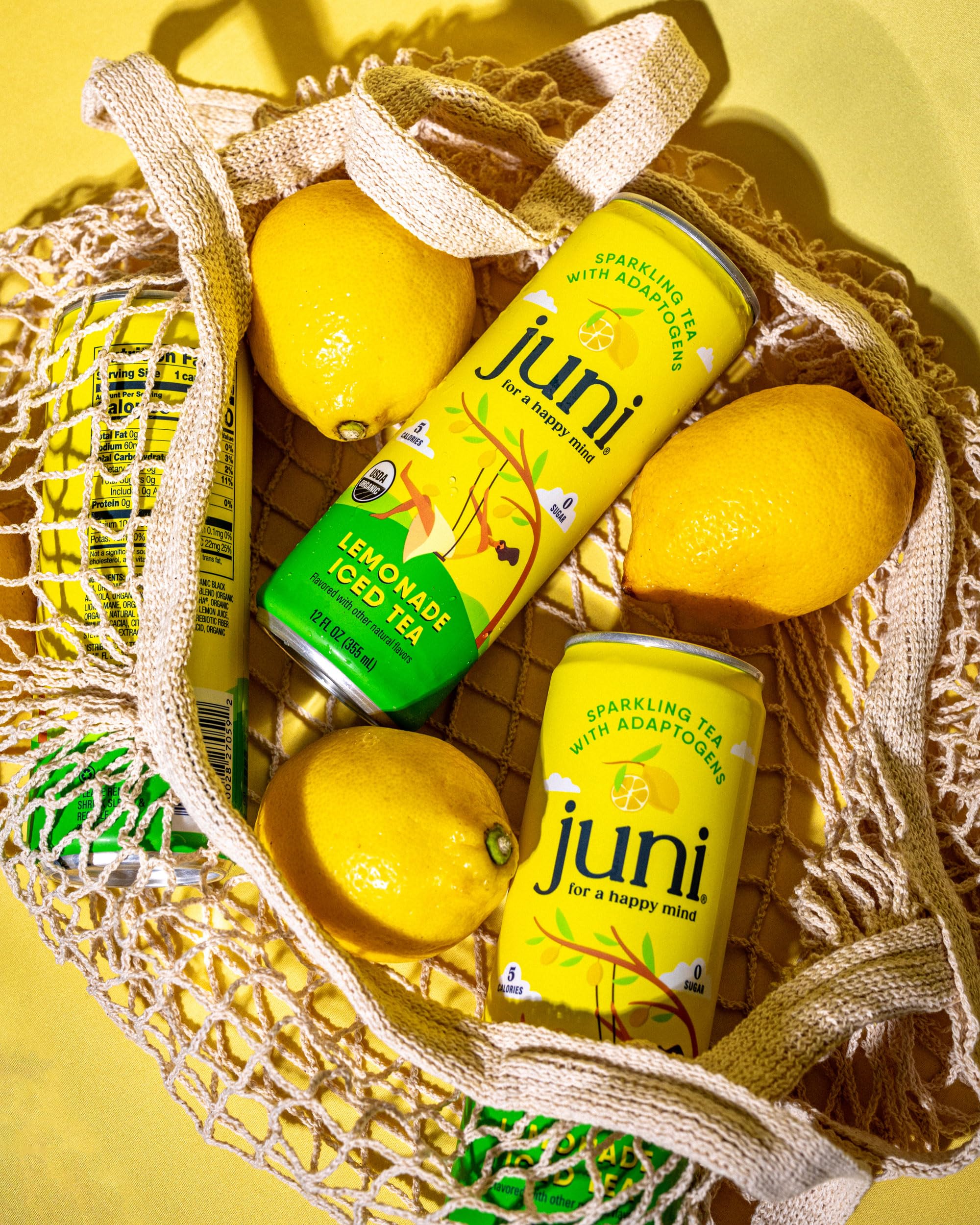 Juni Sparkling Adaptogen Drink with Ashwagandha, Lion’s Mane & Reishi Mushrooms | Green Tea for Focus, Zero Sugar, 5 Calories, Organic | Non Alcoholic Drinks - Variety Pack 12 pack