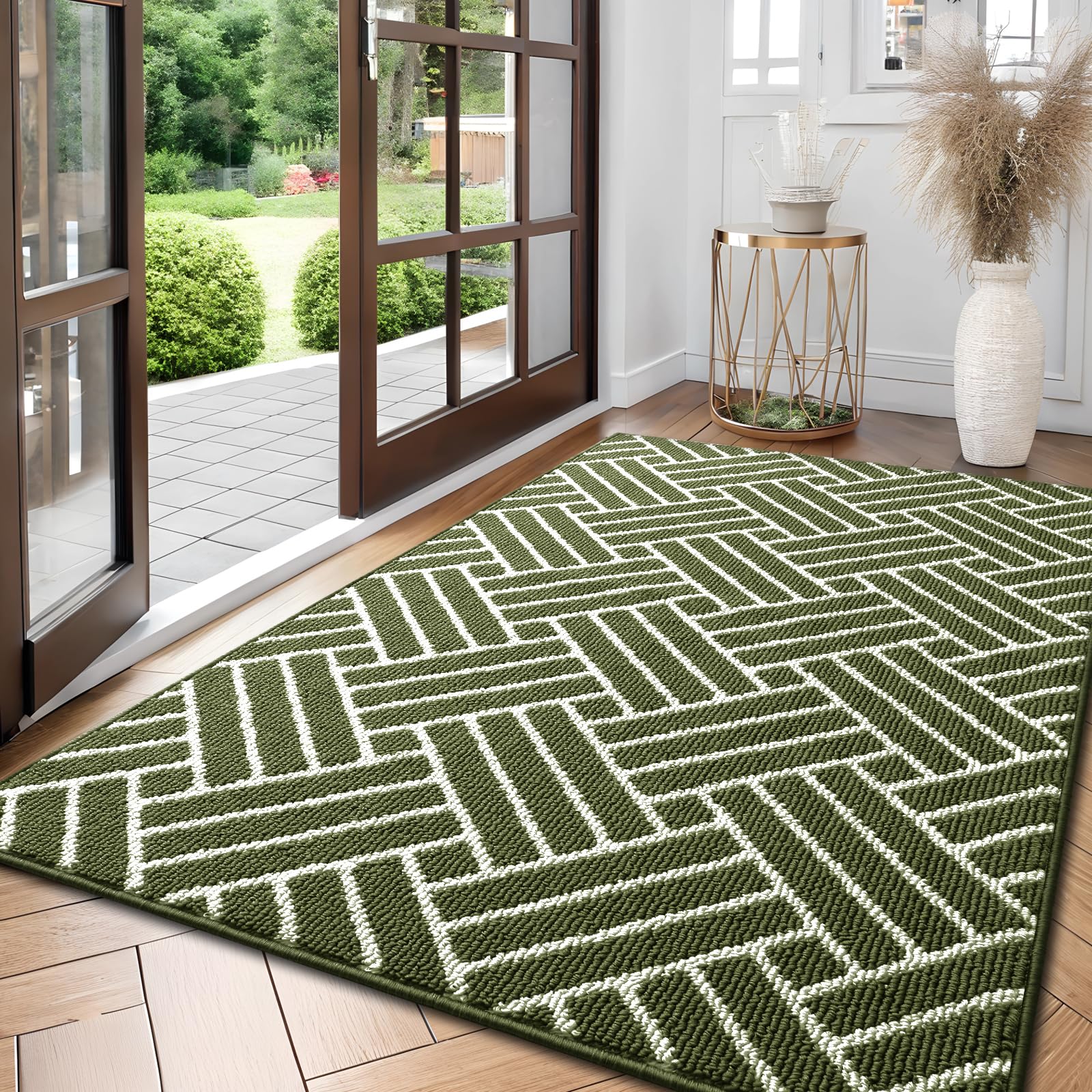 OLANLY Indoor Door Mat, 32x20 Inch, Dirt Resistant and Absorbent, Non-Slip Rubber Backing Floor Mats, Easy Clean Low-Profile Doormat for Entryway, Front Door, and Inside Entrance, Grey