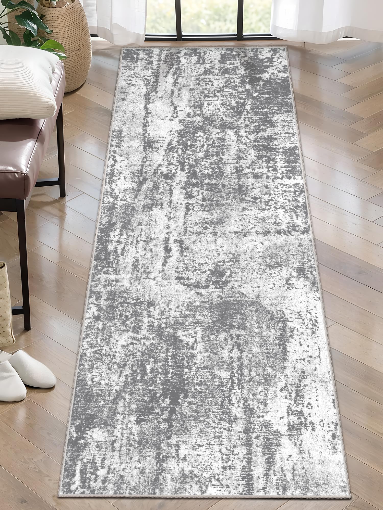 Ciicool Modern Abstract Area Rug 2x3 Washable Small Entryway Rug, Non-Slip Low Pile Throw Rug, Foldable Kitchen Bathroom Rugs, Blue Grey Floor Carpet for Entrance Living Room Bedroom Indoor Doormat