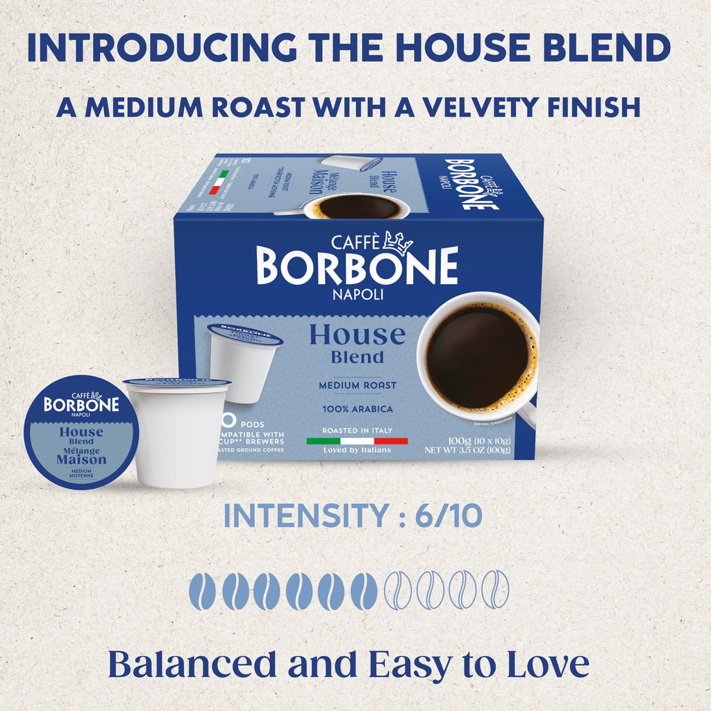 Caffè Borbone Italian Roast Coffee (60 Count) – Medium Dark Roast, Arabica & Robusta Blend, Roasted in Italy for a Bold, Smooth Taste – Single Serve Coffee Pods Compatible with K-Cup Brewers
