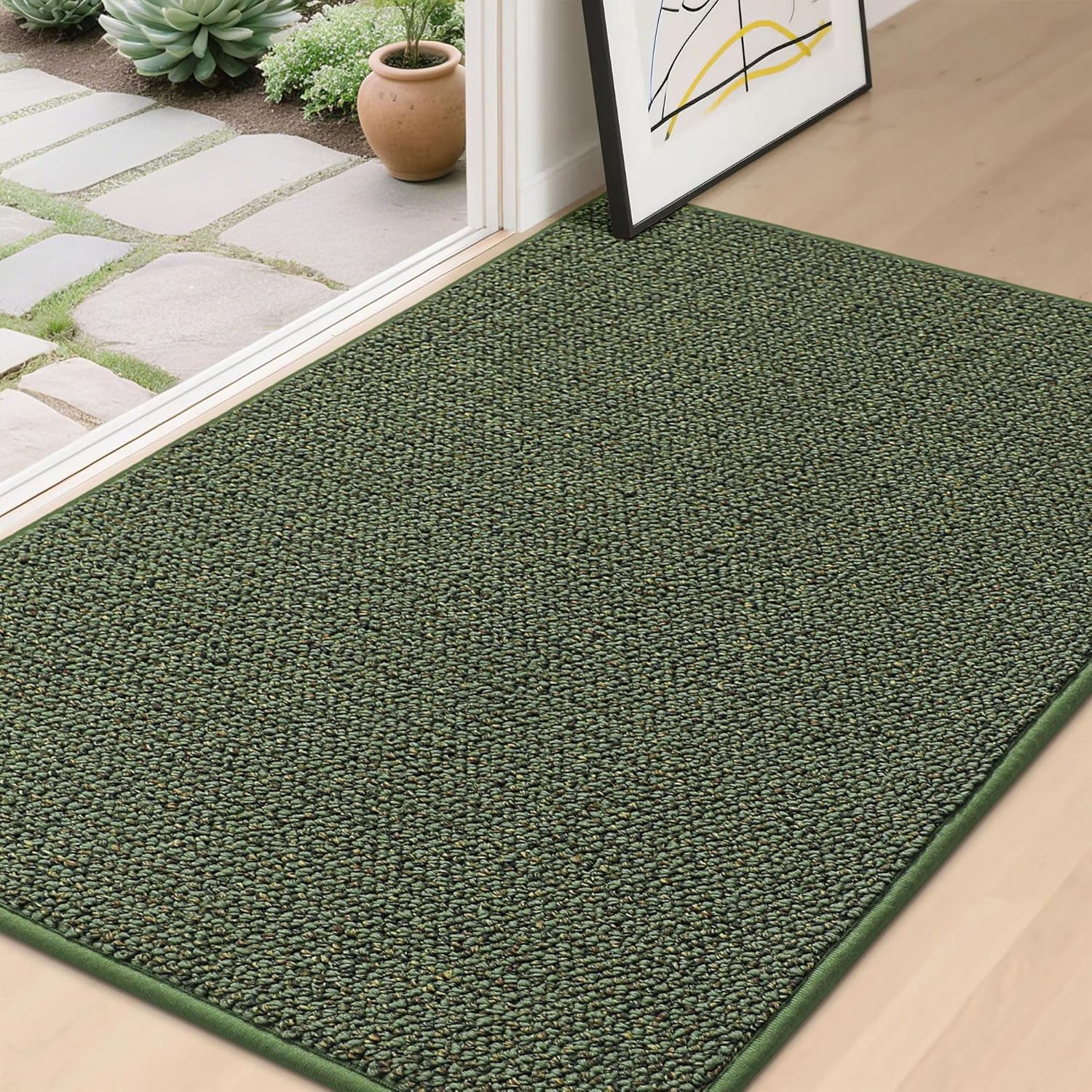 BEQHAUSE Dirt Trapper Door Mat 20" x 32", Non-Slip Washable Doormats Entrance Mat, Dirt Resistant and Absorbent Welcome Mat, Low Profile Floor Mats for Front Back Door and Entryway, Charcoal