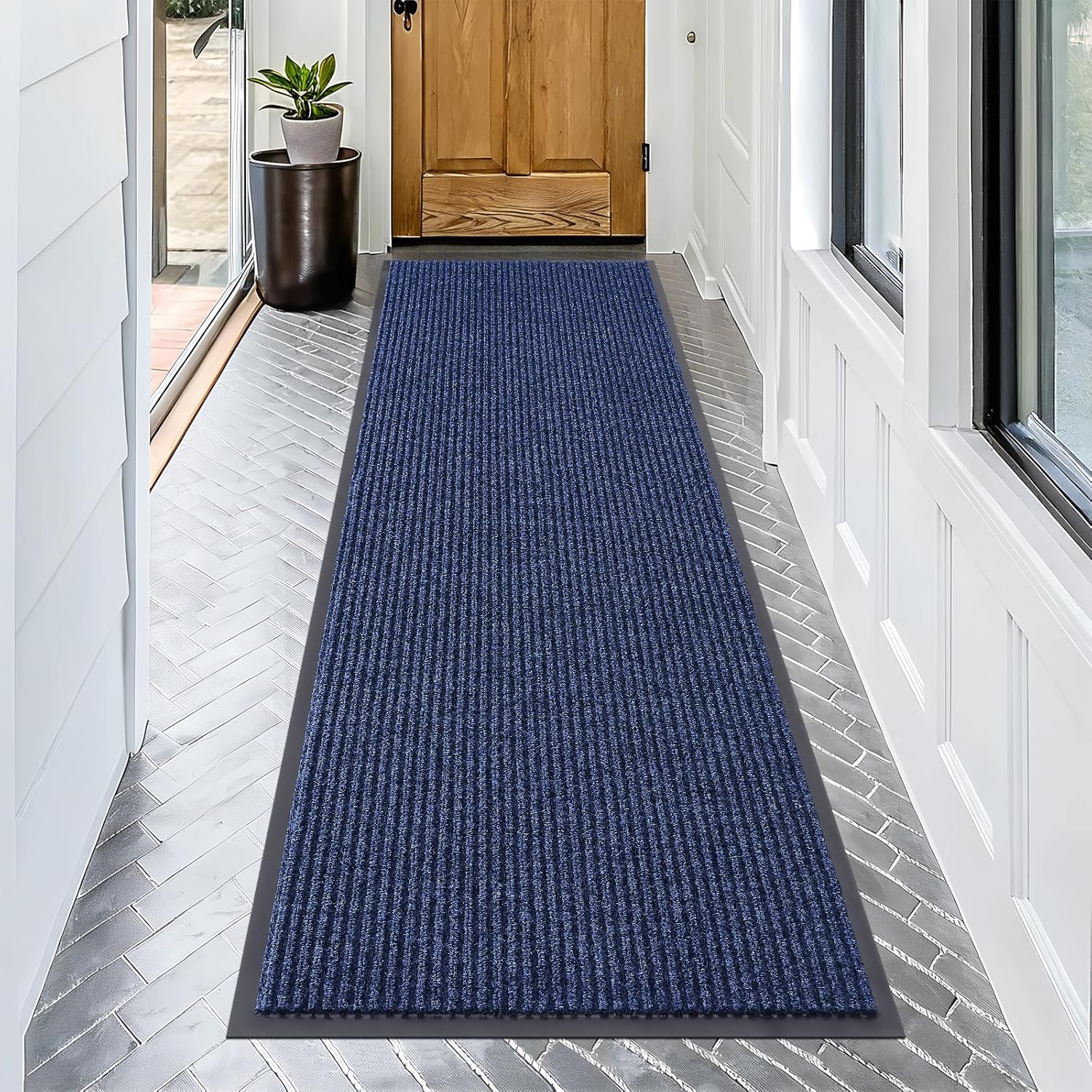 OLANLY Front Door Mat Indoor Outdoor Entrance, Waterproof Heavy Duty Doormat, Fade Resistant, Low Profile, Easy Clean Patio Porch Welcome Floor Mats for Entry, 29.5x17, Beige