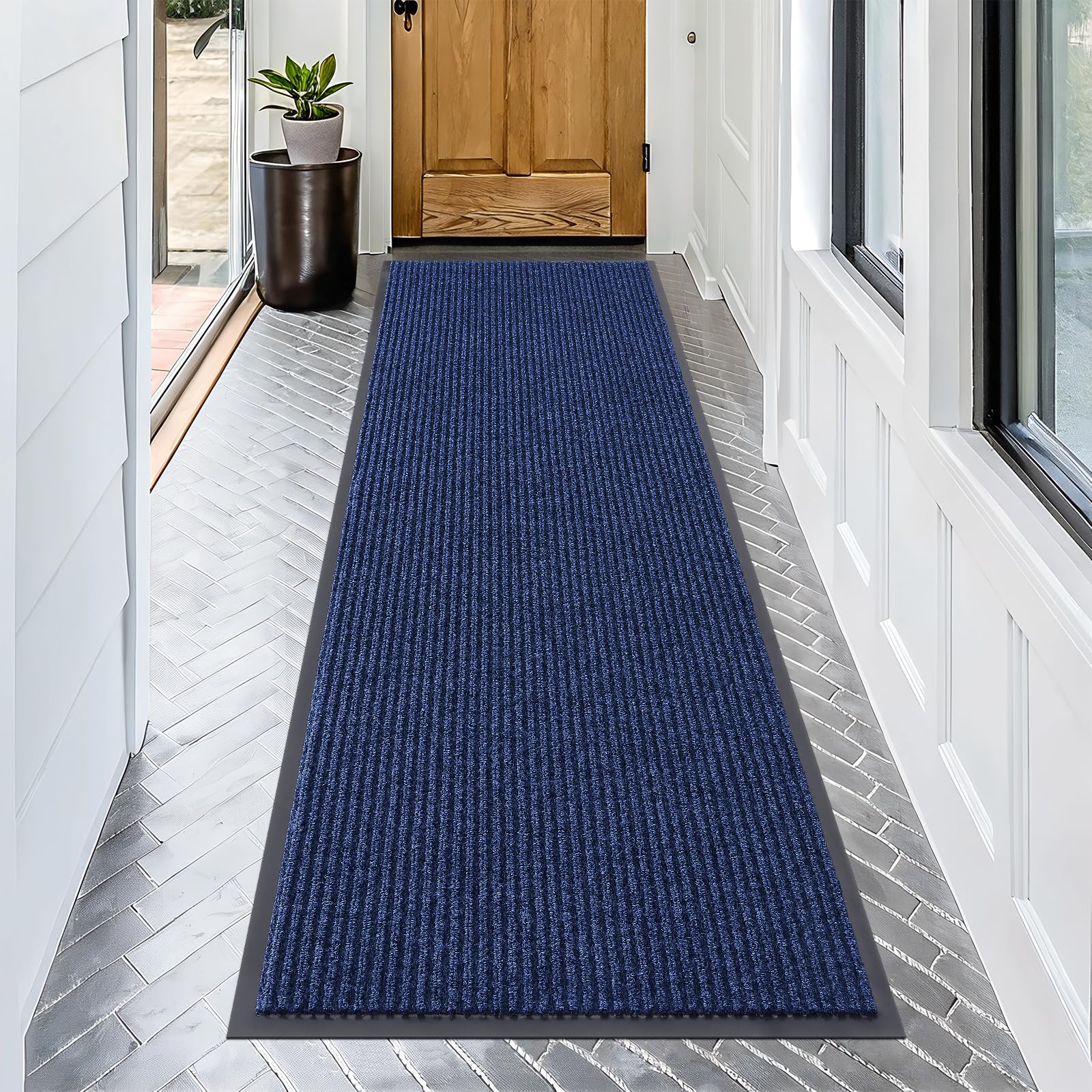 OLANLY Front Door Mat Indoor Outdoor Entrance, Waterproof Heavy Duty Doormat, Fade Resistant, Low Profile, Easy Clean Patio Porch Welcome Floor Mats for Entry, 29.5x17, Grey