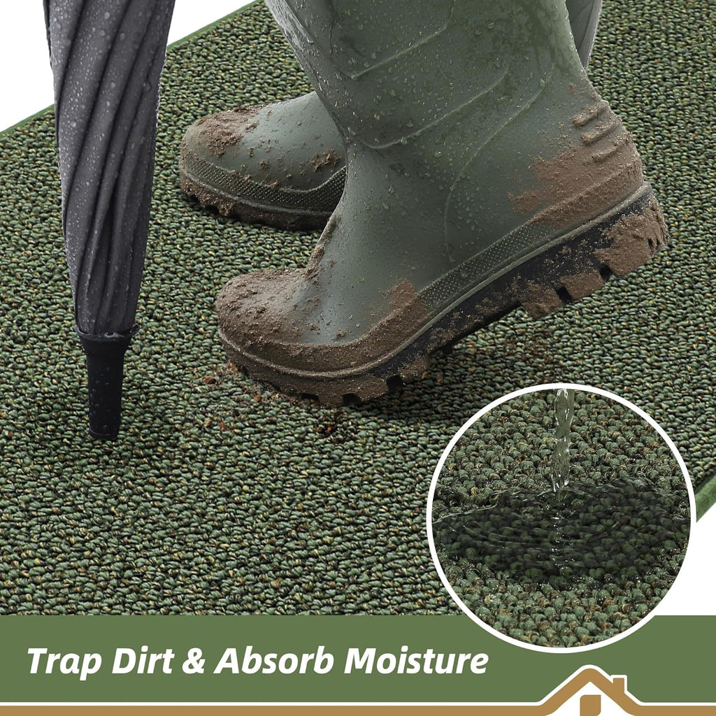 BEQHAUSE Dirt Trapper Door Mat 20" x 32", Non-Slip Washable Doormats Entrance Mat, Dirt Resistant and Absorbent Welcome Mat, Low Profile Floor Mats for Front Back Door and Entryway, Charcoal