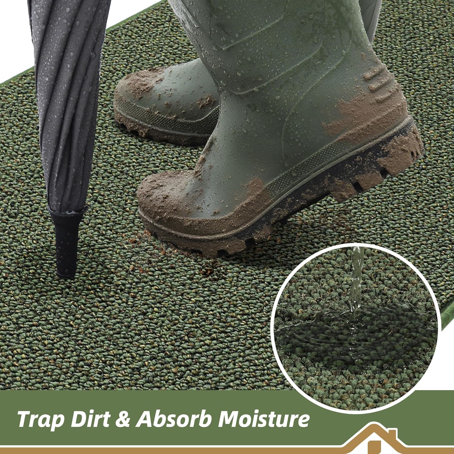 BEQHAUSE Dirt Trapper Door Mat 20" x 32", Non-Slip Washable Doormats Entrance Mat, Dirt Resistant and Absorbent Welcome Mat, Low Profile Floor Mats for Front Back Door and Entryway, Charcoal