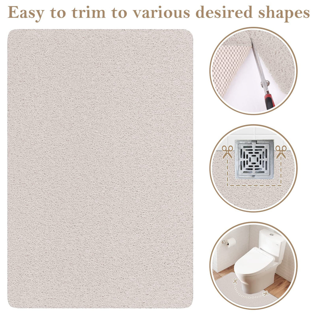 PVC Loofah Shower/Bathtub Mat Non-Slip, 24x16 inch, Soft Tub Mat with Drain, for Tub and Bathroom,Quick Drying,Grey