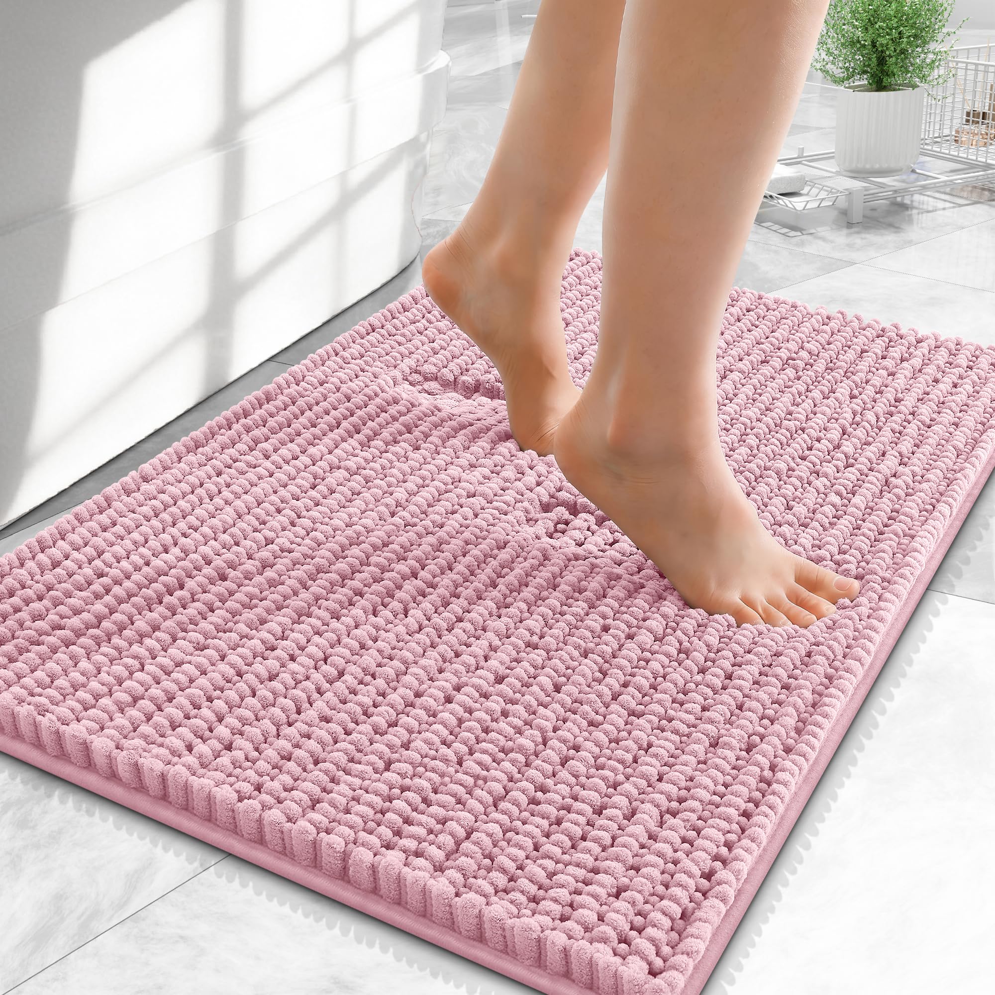 OLANLY Thick Bathroom Rugs 30x20, Extra Soft Absorbent Chenille Bath Rugs, Rubber Backing, Machine Wash Dry, Bath Mats for Bathroom Floor, Tub and Shower, Home Decor Accessories, Grey