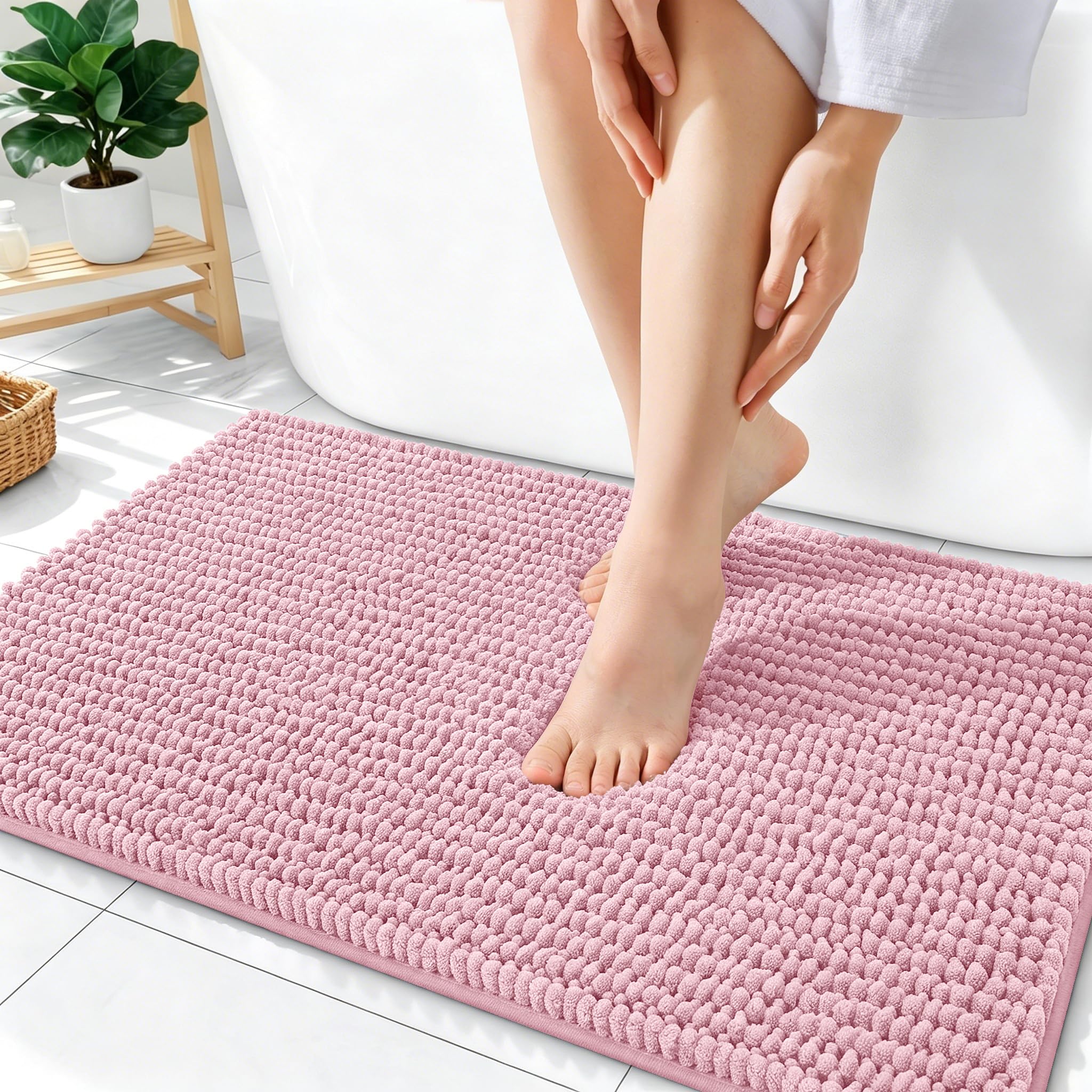 OLANLY Thick Bathroom Rugs 30x20, Extra Soft Absorbent Chenille Bath Rugs, Rubber Backing, Machine Wash Dry, Bath Mats for Bathroom Floor, Tub and Shower, Home Decor Accessories, Grey