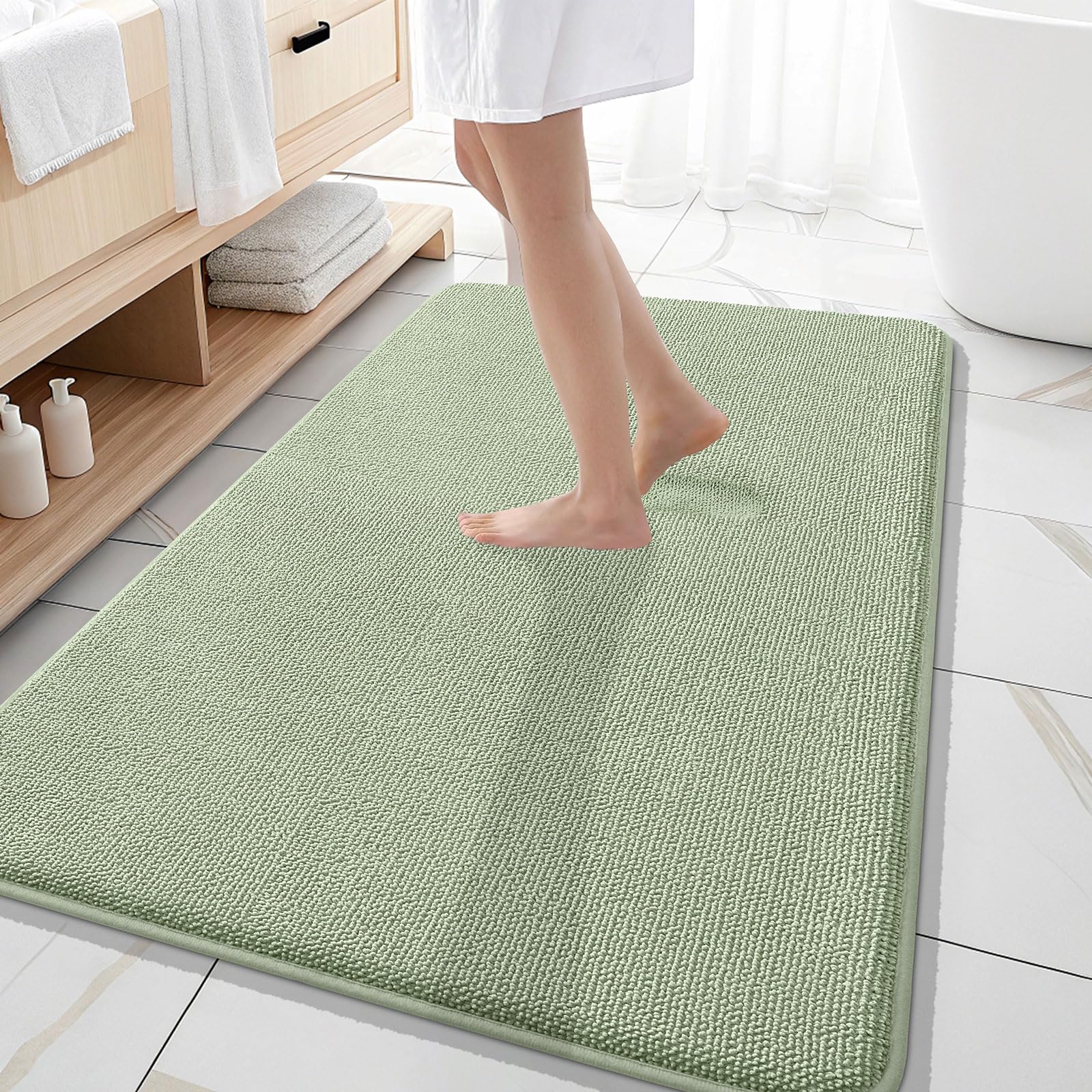 OLANLY Thick Memory Foam Bath Mat Rug 30x20, Extra Soft Absorbent Bathroom Rugs, Quick Dry Bath Mats, Non-Slip, Machine Washable Carpet for Bathroom, Tub and Shower, Home Decor Accessories, Grey