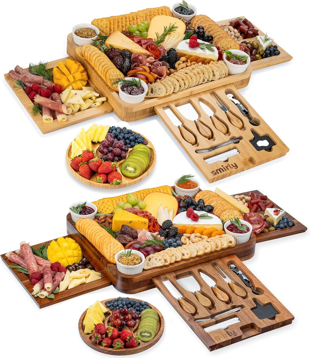 3 Side Acacia Wood Charcuterie Boards Gift Set Bundle