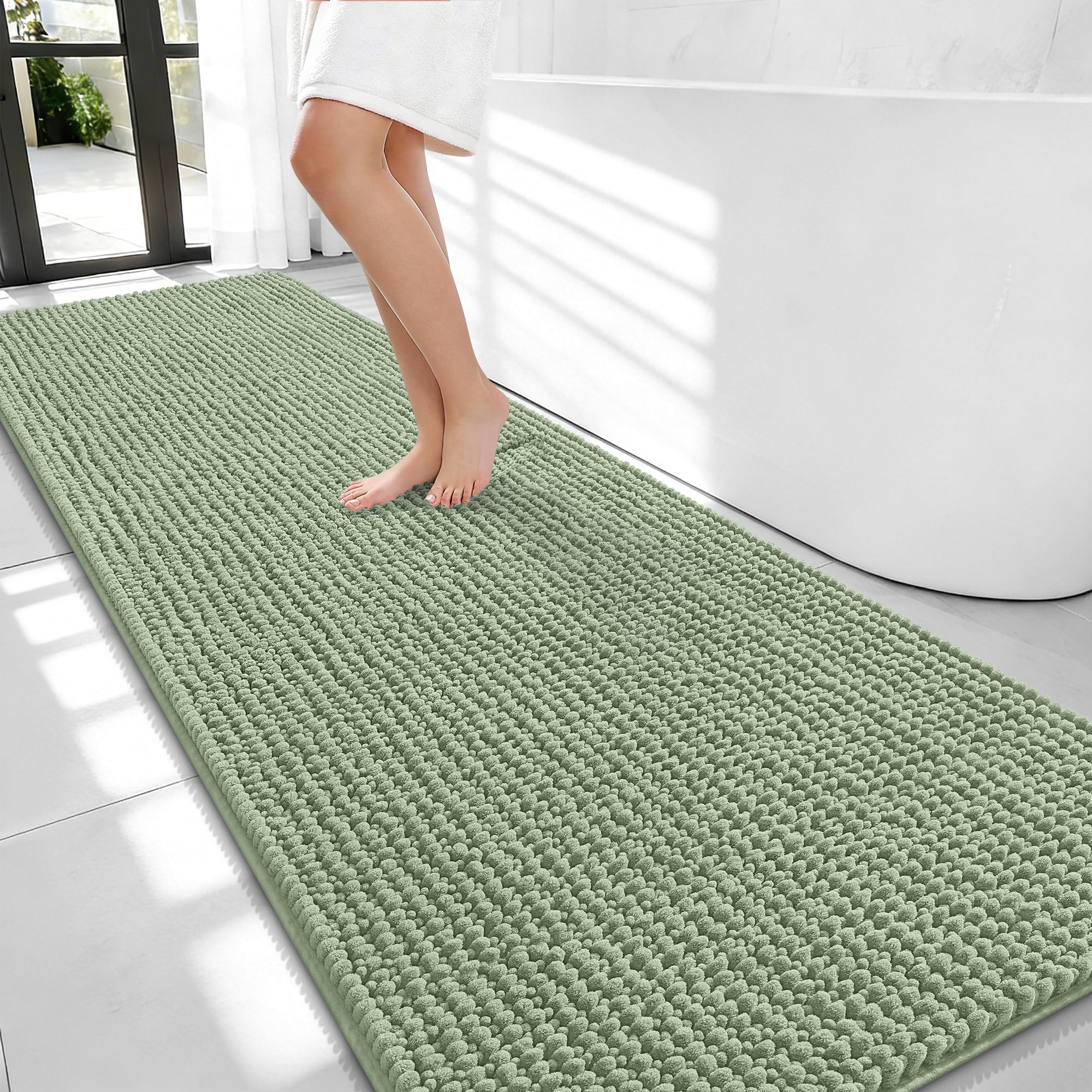 OLANLY Thick Bathroom Rugs 30x20, Extra Soft Absorbent Chenille Bath Rugs, Rubber Backing, Machine Wash Dry, Bath Mats for Bathroom Floor, Tub and Shower, Home Decor Accessories, Grey