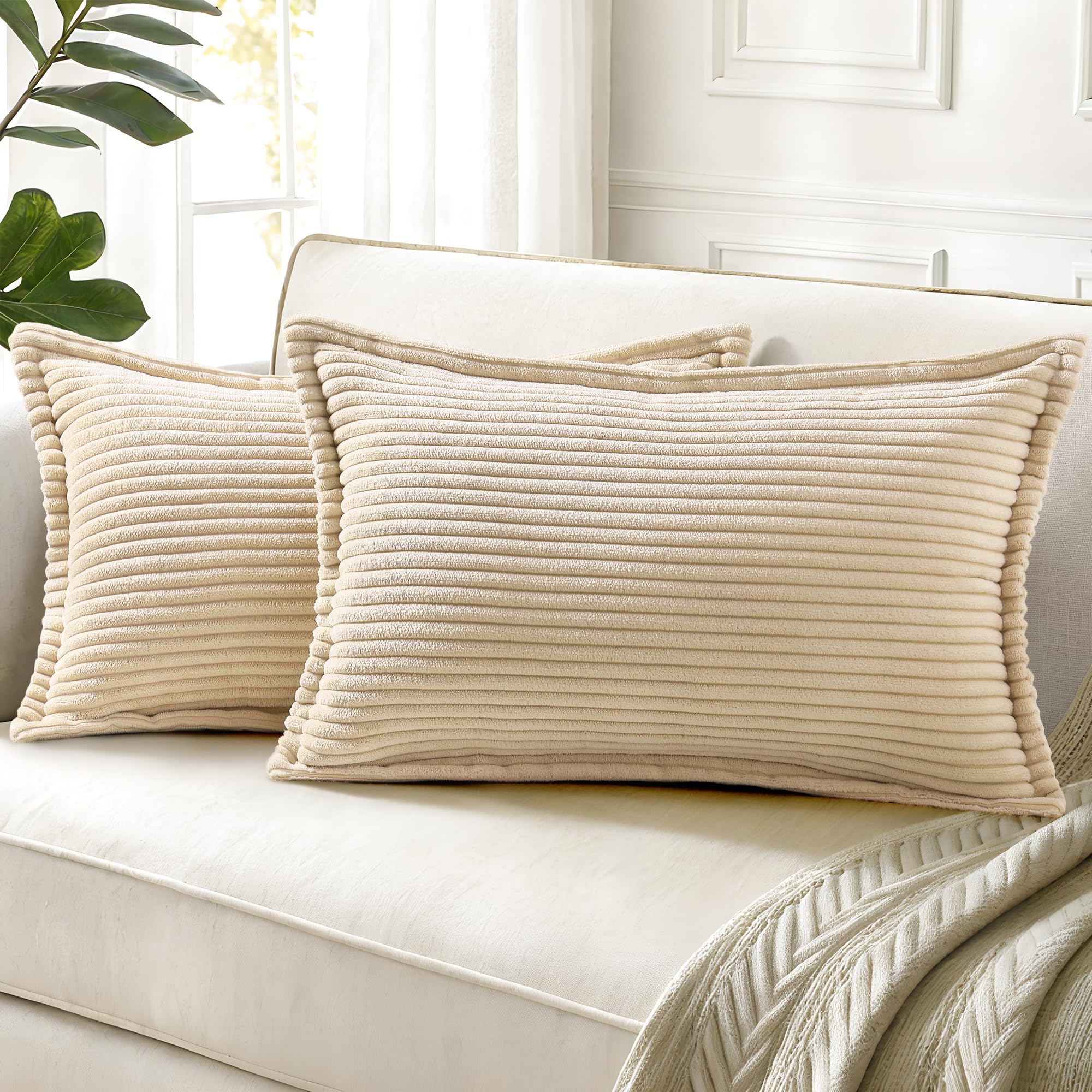 Cream White Throw Pillow Covers
