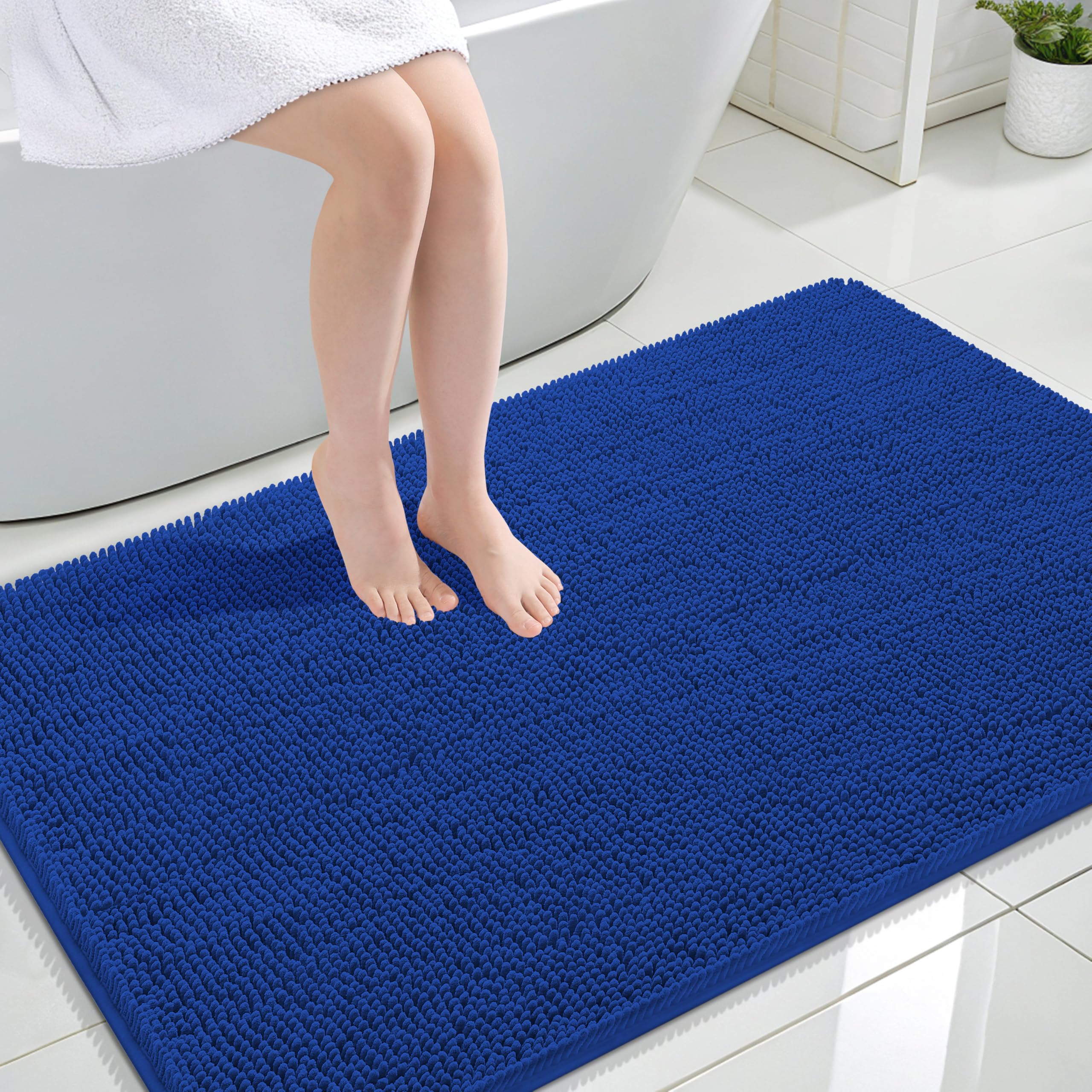 OLANLY Bathroom Rugs 30x20, Extra Soft Absorbent Chenille Bath Rugs, Rubber Backing Quick Dry, Machine Washable Bath Mats for Bathroom Floor, Tub and Shower, Home Decor Accessories, Grey