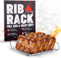 SHIZZO Rib Rack for Smoking & Grilling, Holds up to 4 Full Racks of Ribs, Foldable Design, Fits Large Gas Smoker or Charcoal Grill, Perfect BBQ Accessory, Smoker Accessories, Gifts for Men, Father