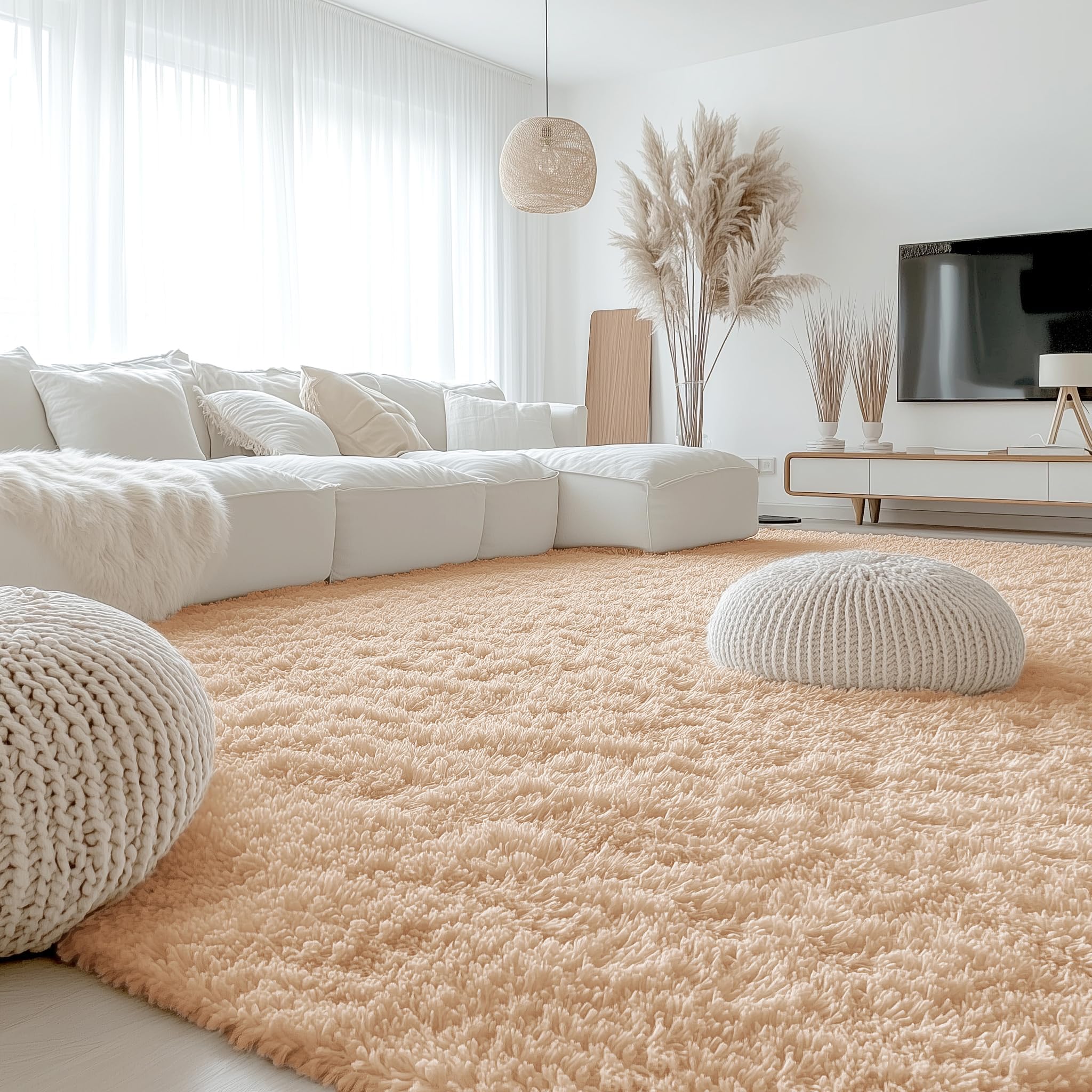 OLANLY Area Rugs for Living Room Bedroom, Machine Washable 4x5.9 ft Soft Fluffy Shaggy Bedside Rug, Indoor Floor Carpet for Kids Girls and Boys, Dorms, Nursery Rooms, Home Decor Aesthetic, Grey