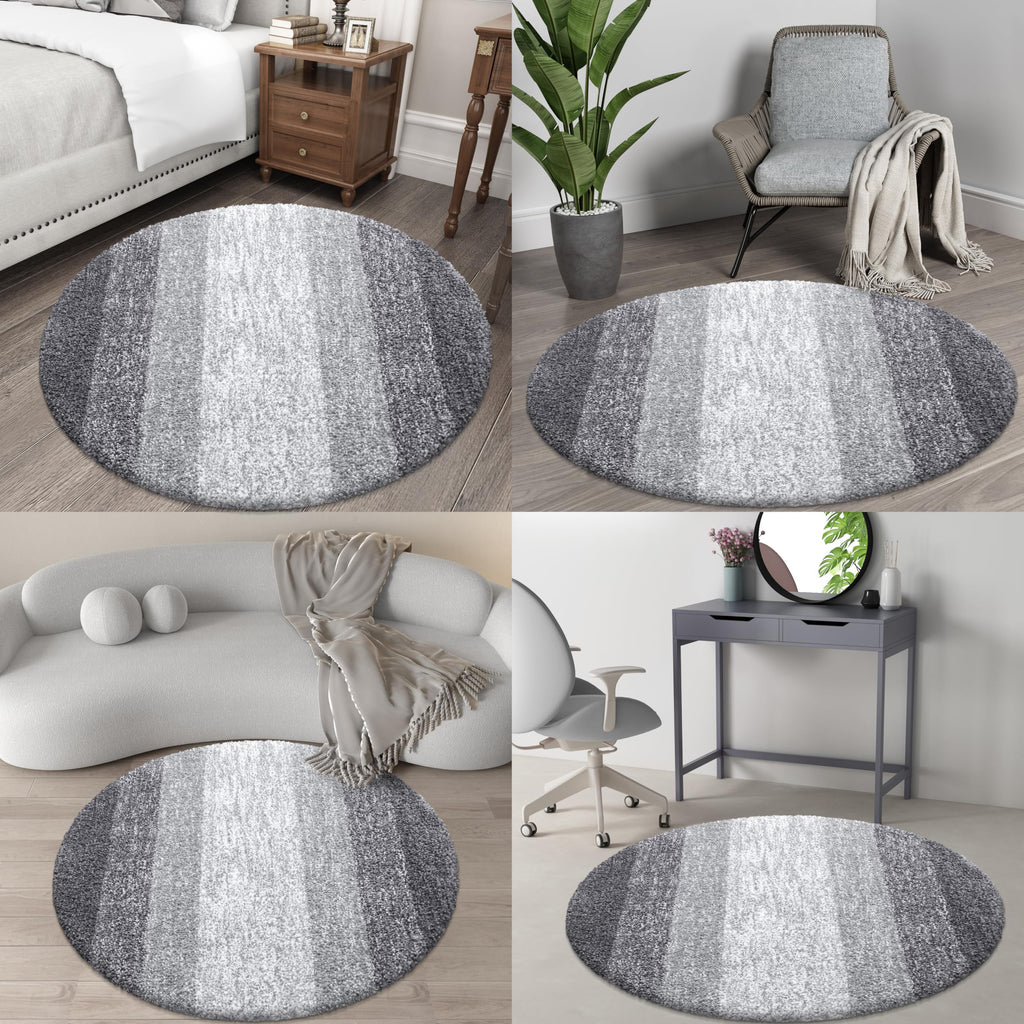 OLANLY 30-inch Round Bathroom Rugs, Extra Soft and Absorbent Microfiber Bath Rugs, Quick Dry Machine Washable Bath Mats for Bathroom Floor, Tub and Shower, Home Decor Accessories, Grey