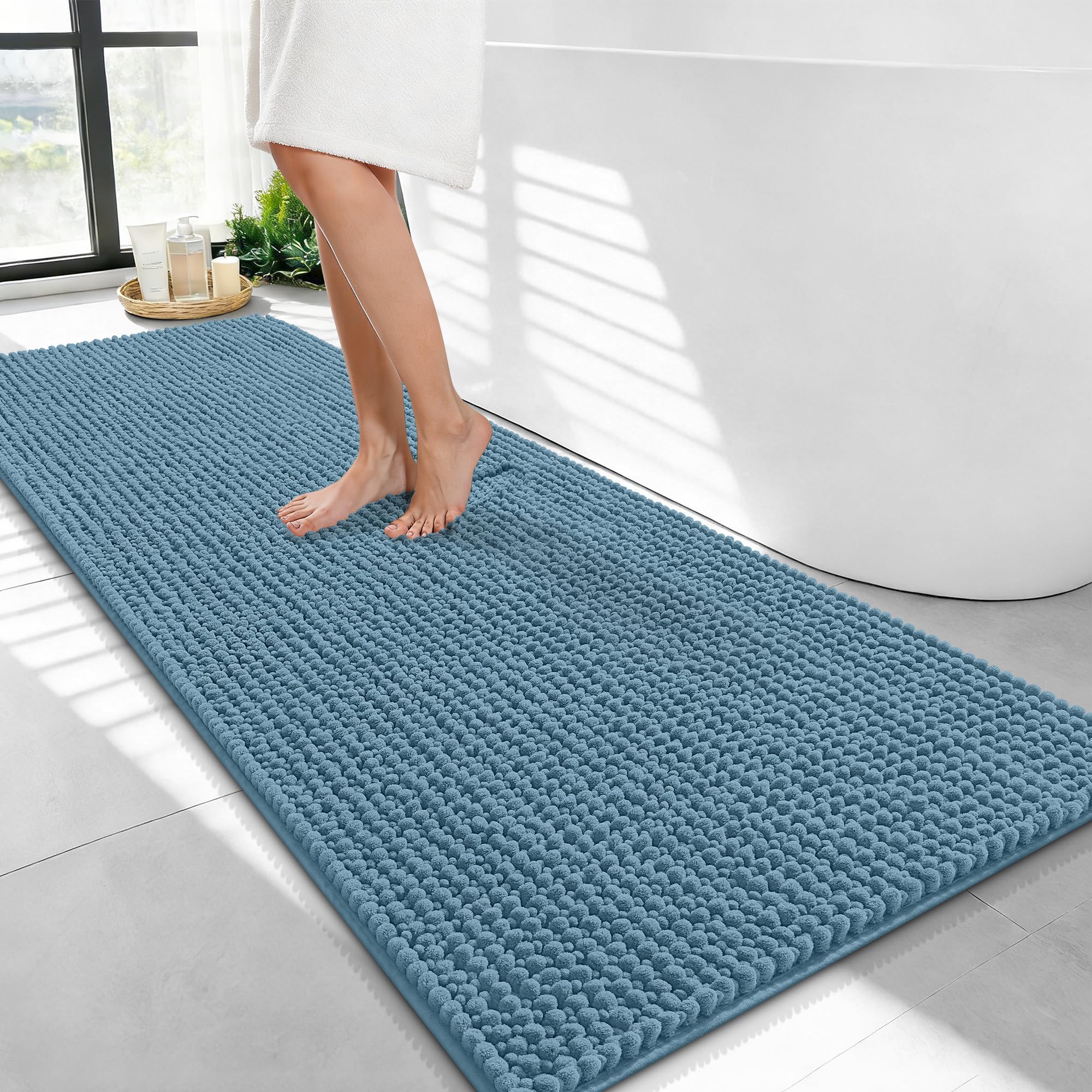 OLANLY Thick Bathroom Rugs 30x20, Extra Soft Absorbent Chenille Bath Rugs, Rubber Backing, Machine Wash Dry, Bath Mats for Bathroom Floor, Tub and Shower, Home Decor Accessories, Grey