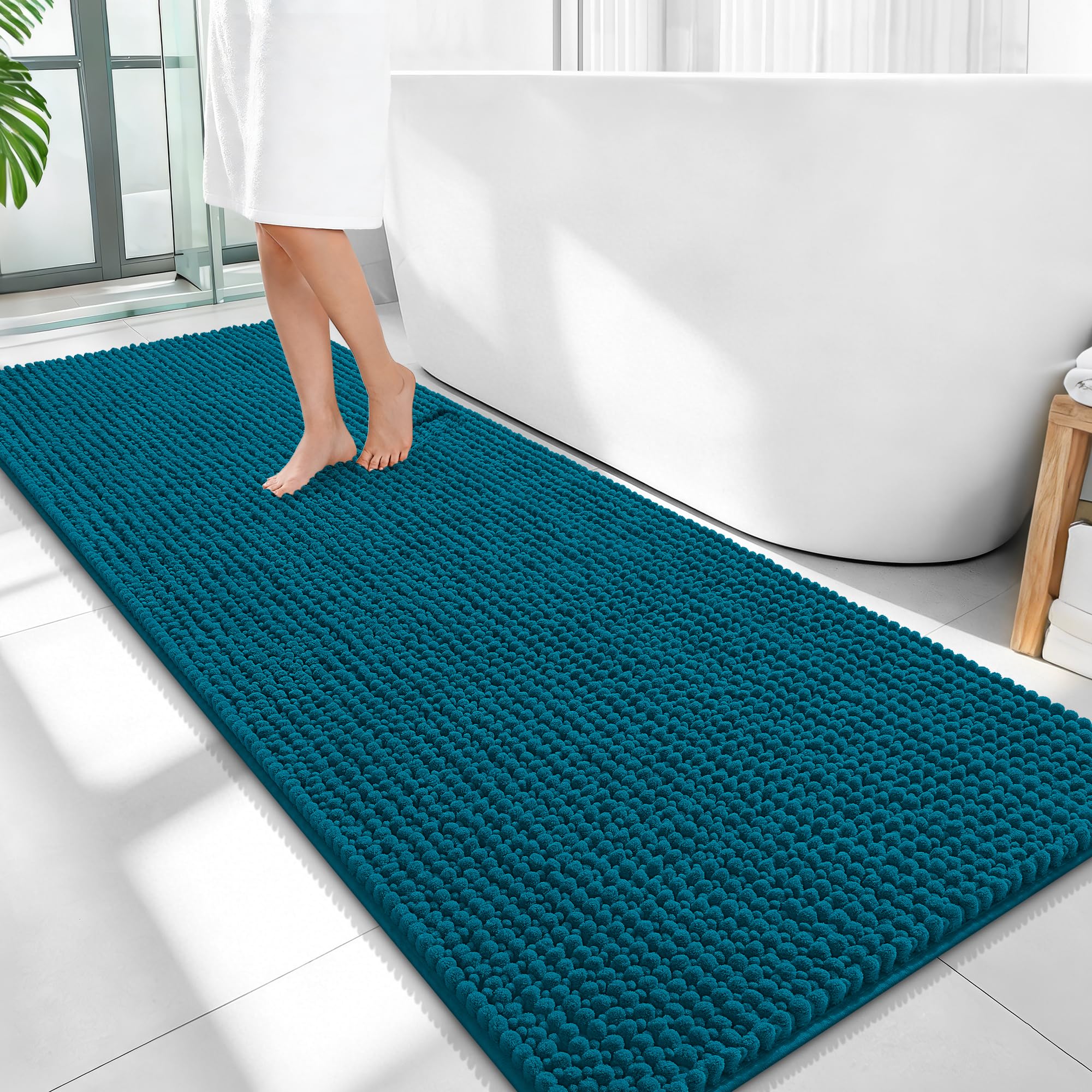 OLANLY Thick Bathroom Rugs 30x20, Extra Soft Absorbent Chenille Bath Rugs, Rubber Backing, Machine Wash Dry, Bath Mats for Bathroom Floor, Tub and Shower, Home Decor Accessories, Grey