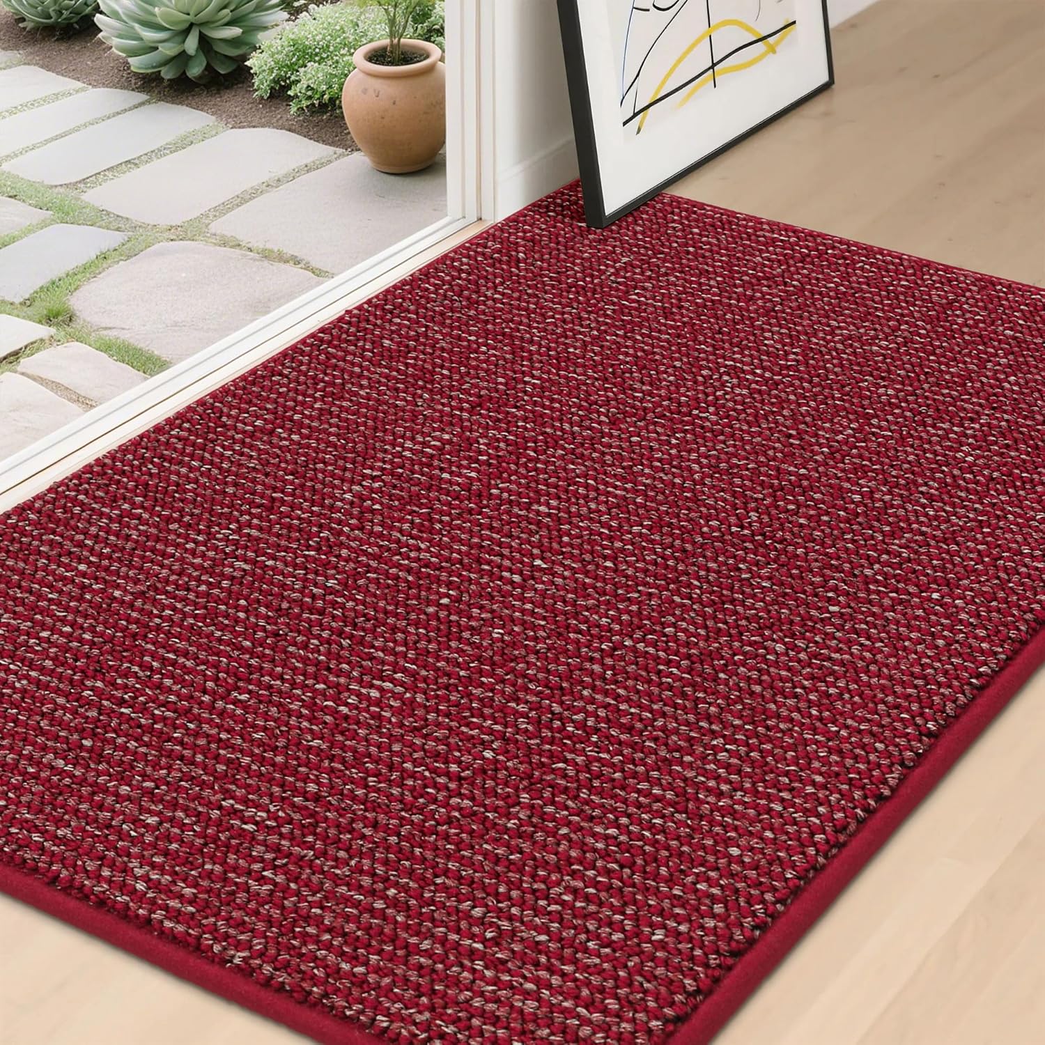 BEQHAUSE Dirt Trapper Door Mat 20" x 32", Non-Slip Washable Doormats Entrance Mat, Dirt Resistant and Absorbent Welcome Mat, Low Profile Floor Mats for Front Back Door and Entryway, Charcoal