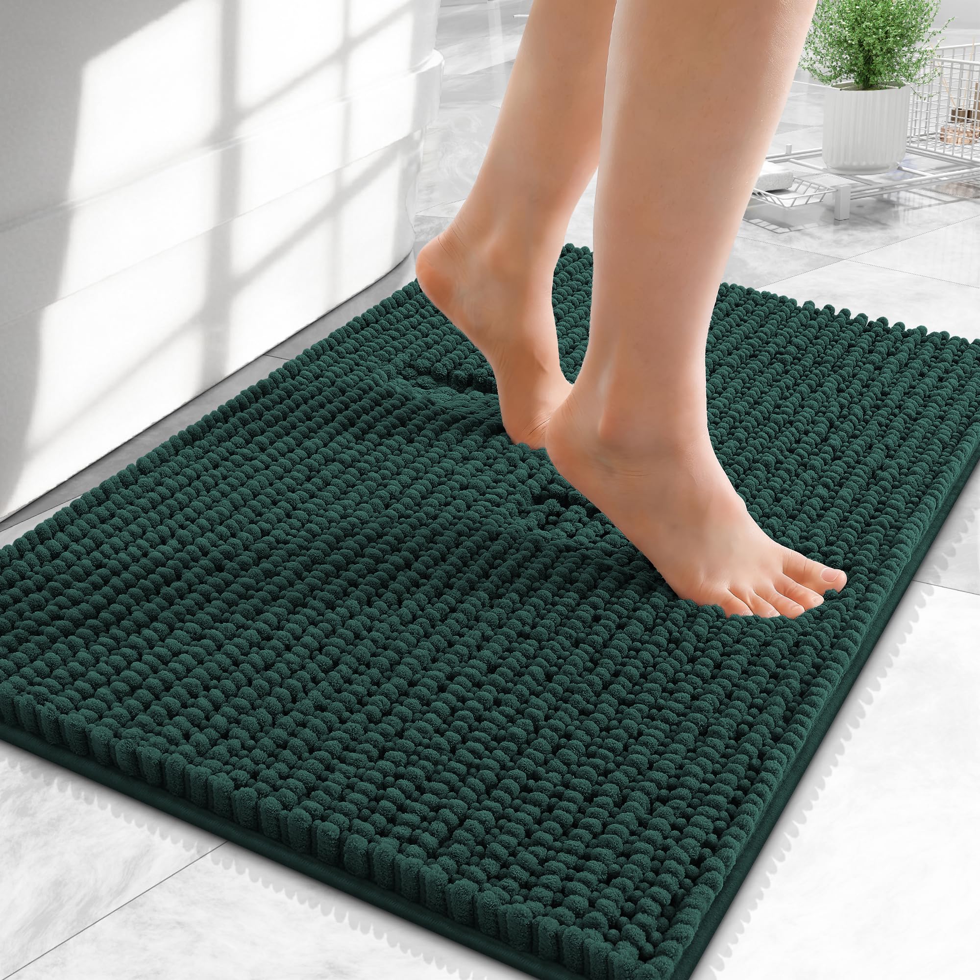 OLANLY Thick Bathroom Rugs 30x20, Extra Soft Absorbent Chenille Bath Rugs, Rubber Backing, Machine Wash Dry, Bath Mats for Bathroom Floor, Tub and Shower, Home Decor Accessories, Grey