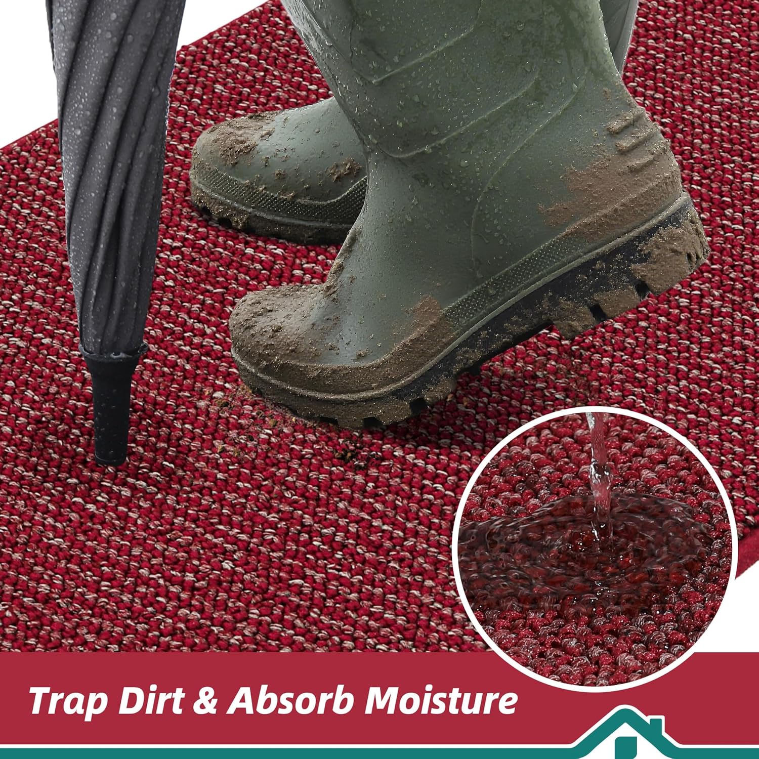 BEQHAUSE Dirt Trapper Door Mat 20" x 32", Non-Slip Washable Doormats Entrance Mat, Dirt Resistant and Absorbent Welcome Mat, Low Profile Floor Mats for Front Back Door and Entryway, Charcoal