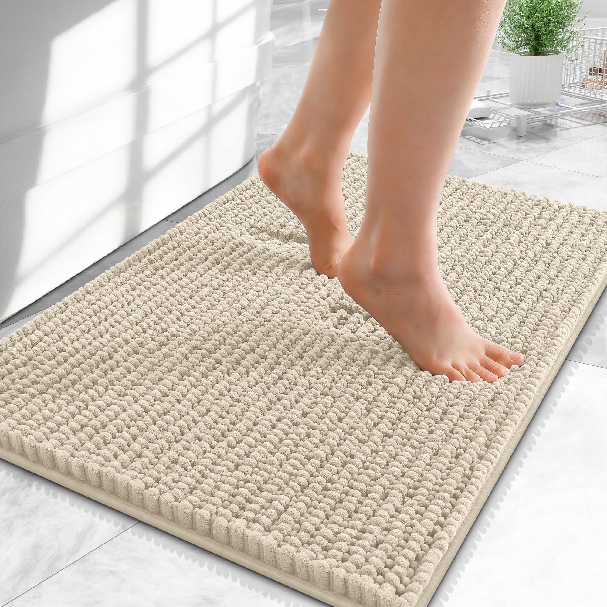 OLANLY Thick Bathroom Rugs 30x20, Extra Soft Absorbent Chenille Bath Rugs, Rubber Backing, Machine Wash Dry, Bath Mats for Bathroom Floor, Tub and Shower, Home Decor Accessories, Grey